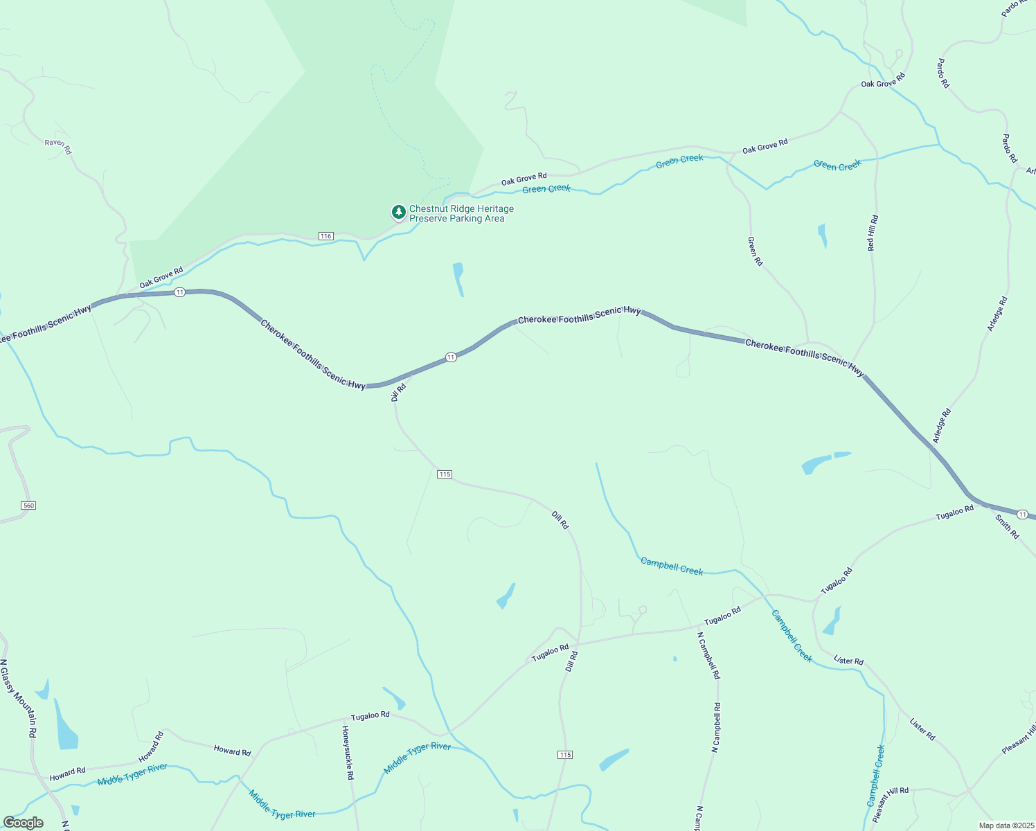 map of restaurants, bars, coffee shops, grocery stores, and more near 1145 South Carolina 11 in Landrum