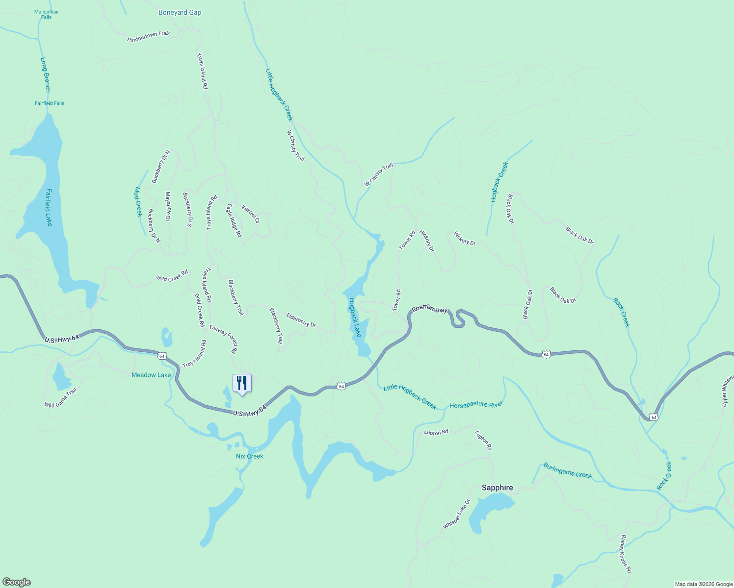 map of restaurants, bars, coffee shops, grocery stores, and more near 47 Golden Mist Court in Sapphire