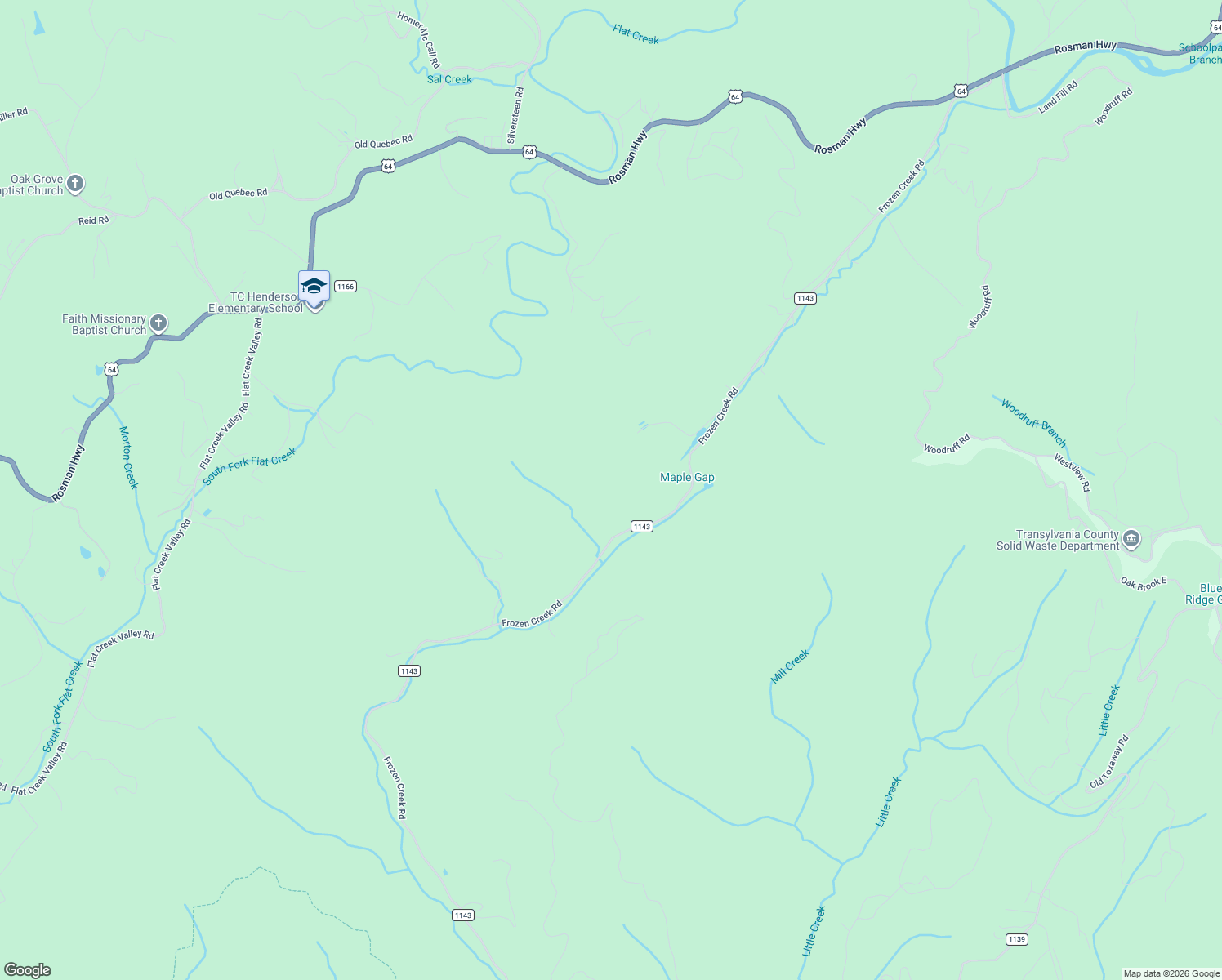 map of restaurants, bars, coffee shops, grocery stores, and more near 1896 Frozen Creek Road in Brevard