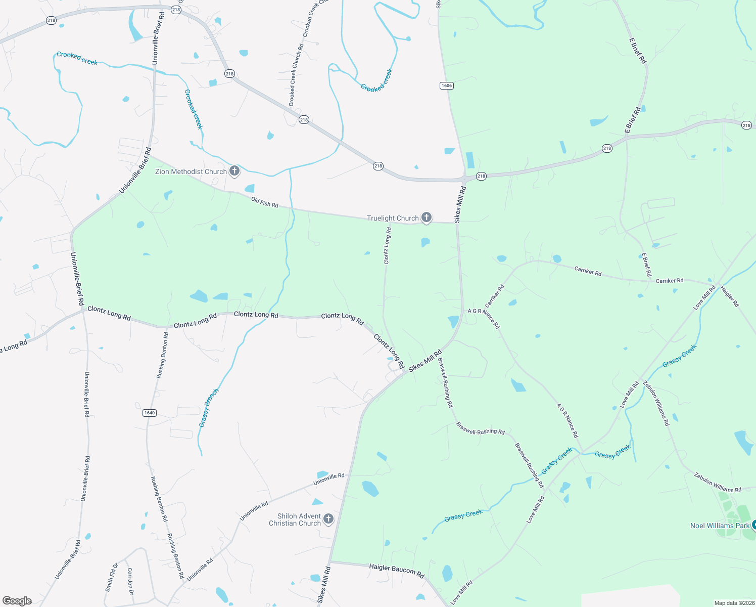 map of restaurants, bars, coffee shops, grocery stores, and more near 2107 Clontz Long Road in Monroe