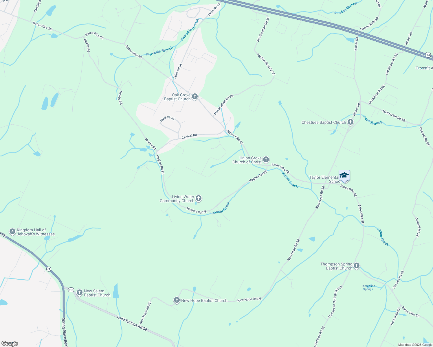 map of restaurants, bars, coffee shops, grocery stores, and more near 271 Hollow View Drive Southeast in Cleveland