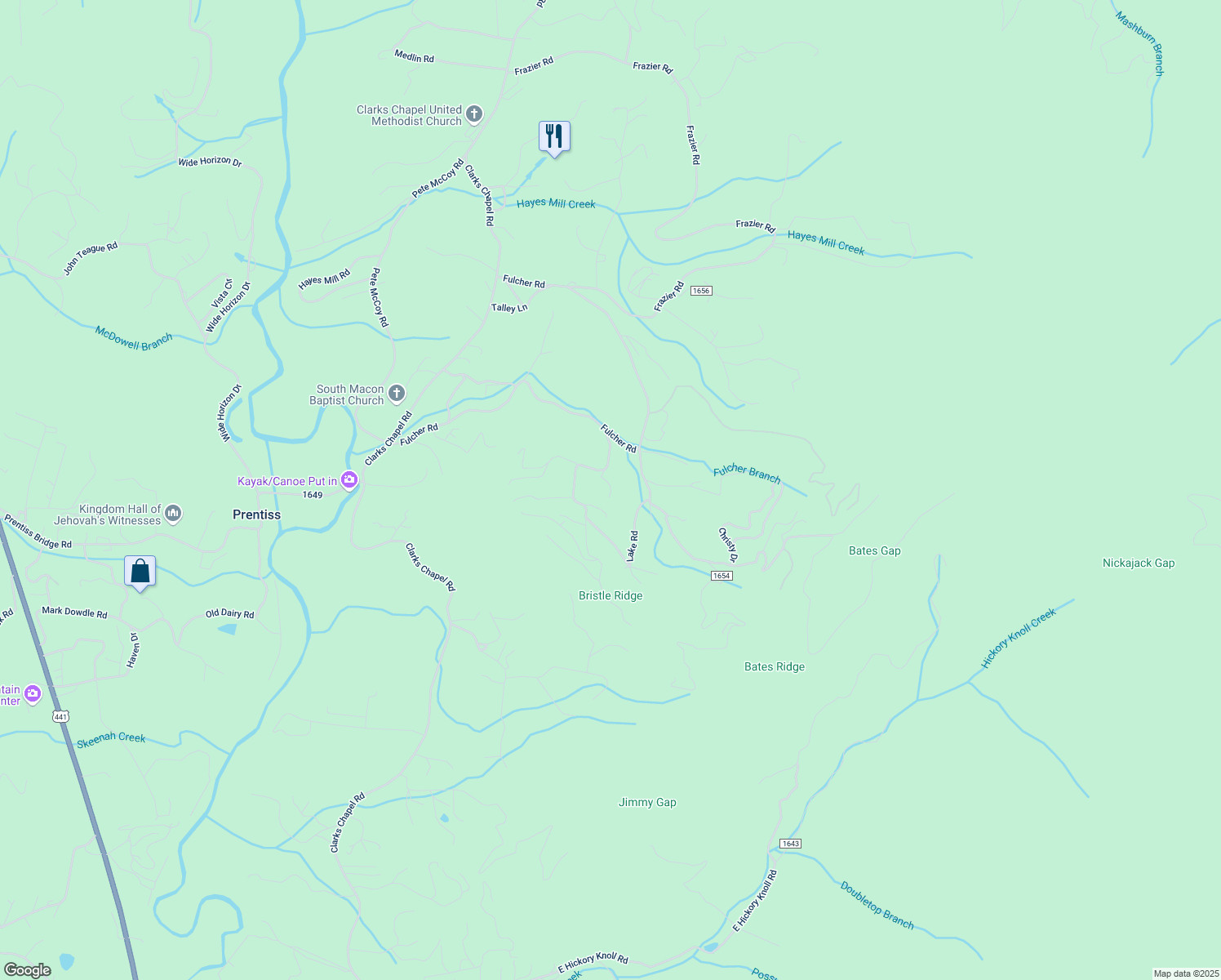 map of restaurants, bars, coffee shops, grocery stores, and more near 146 McCoy Road in Franklin