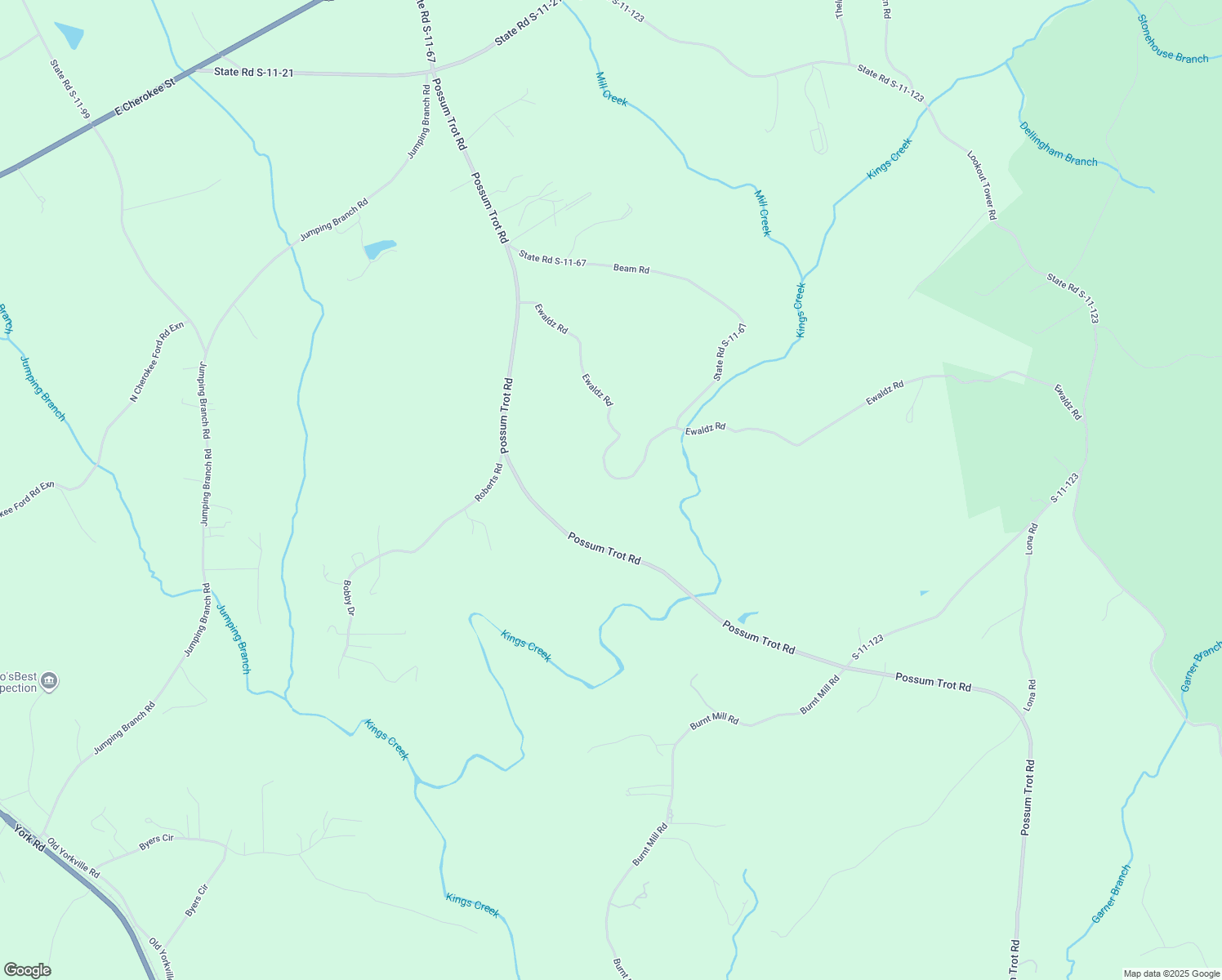map of restaurants, bars, coffee shops, grocery stores, and more near 219 Possum Trot Road in Blacksburg