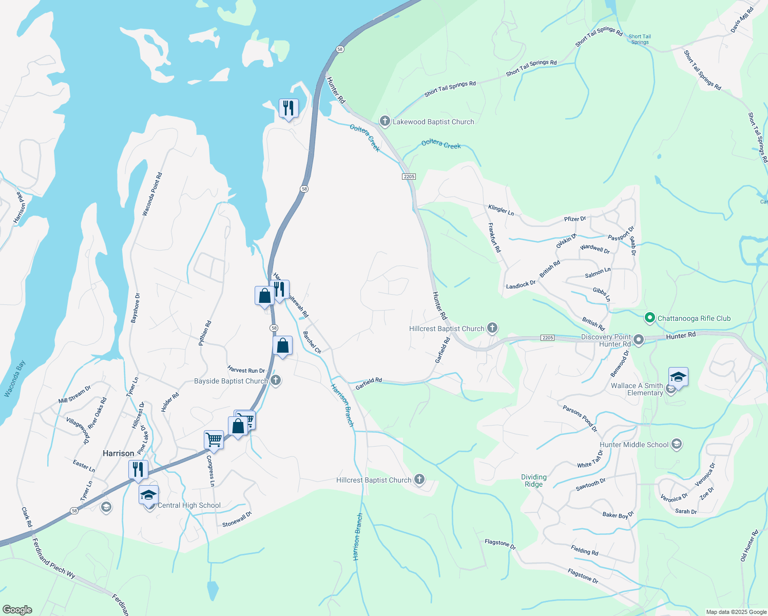 map of restaurants, bars, coffee shops, grocery stores, and more near 7013 Glacier Lane in Harrison