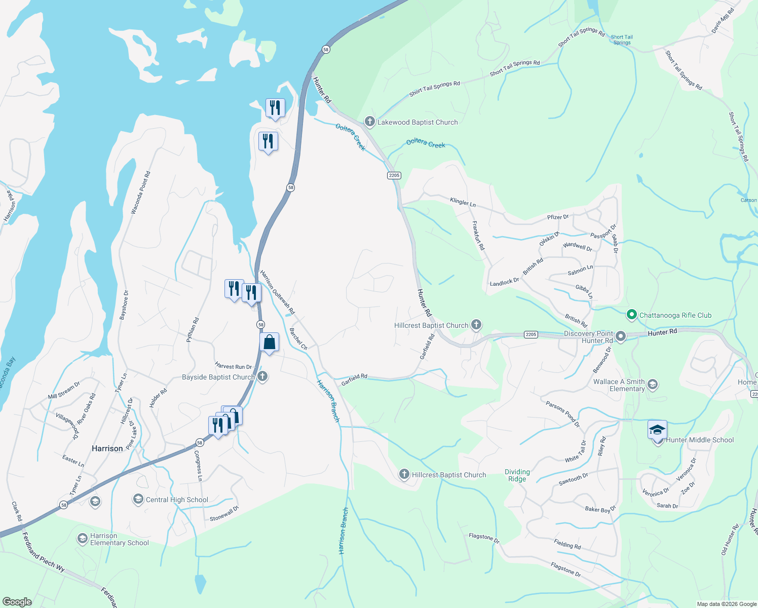 map of restaurants, bars, coffee shops, grocery stores, and more near 6937 Barter Drive in Harrison