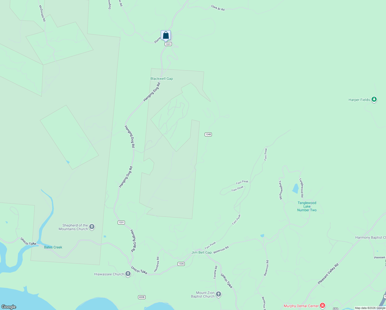 map of restaurants, bars, coffee shops, grocery stores, and more near 869 Bates Creek Road in Murphy