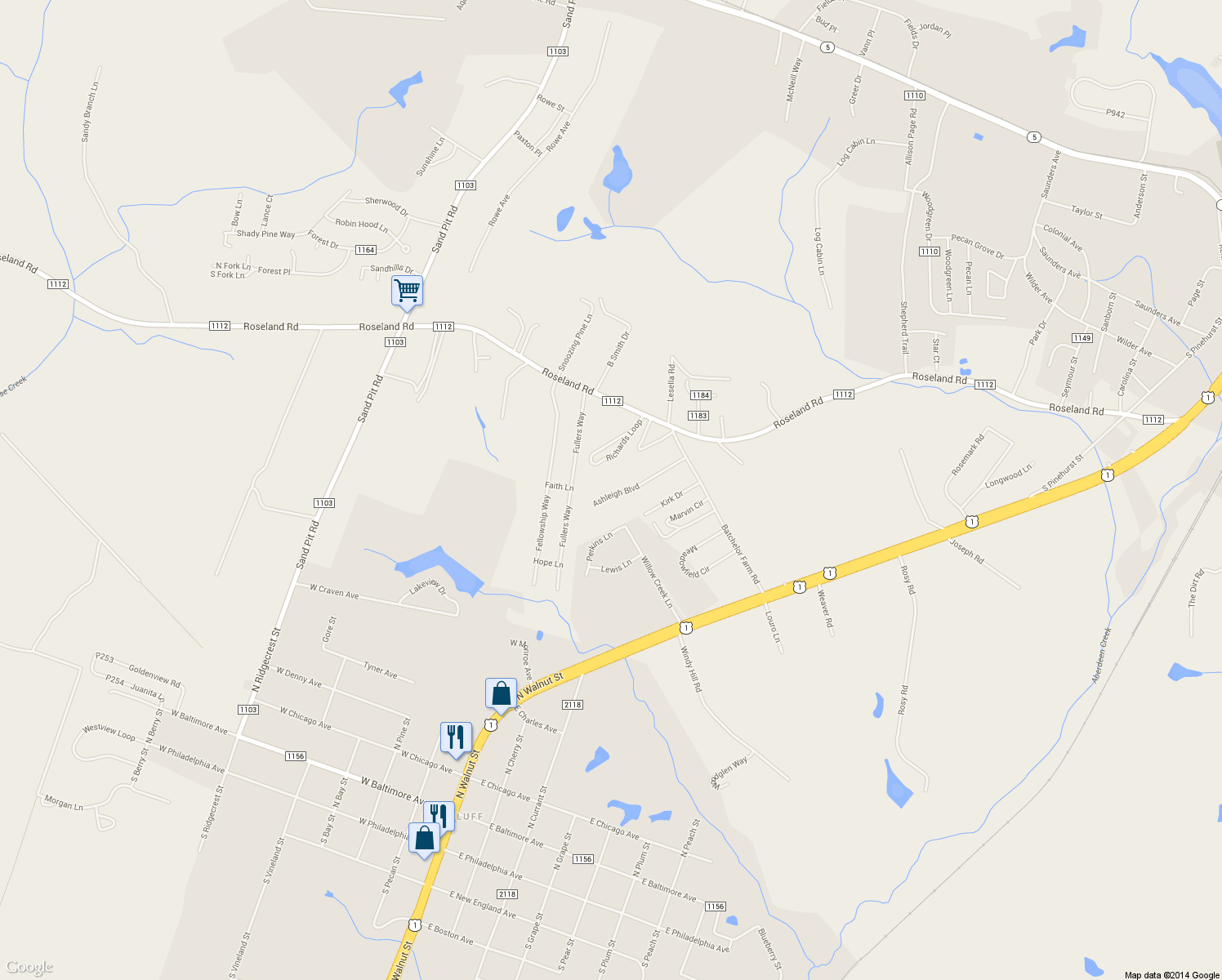 map of restaurants, bars, coffee shops, grocery stores, and more near 250 Ashleigh Boulevard in Aberdeen