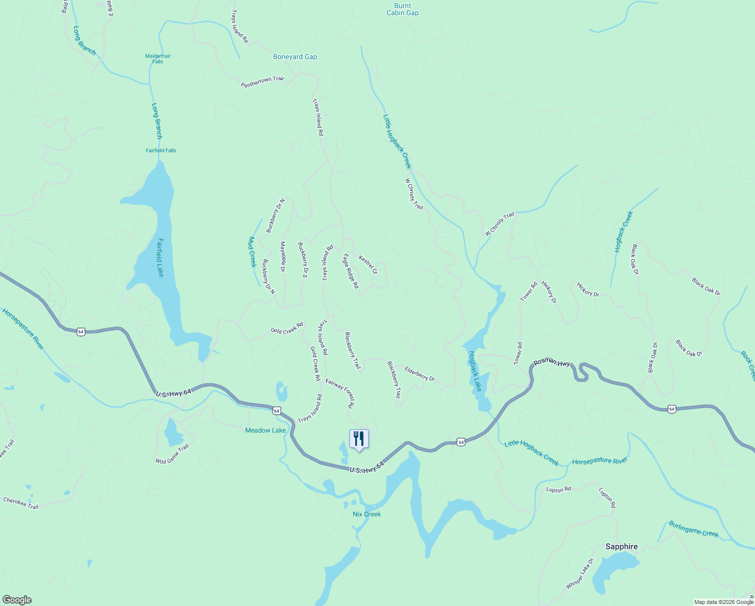 map of restaurants, bars, coffee shops, grocery stores, and more near 19 Sapphire Road in Sapphire