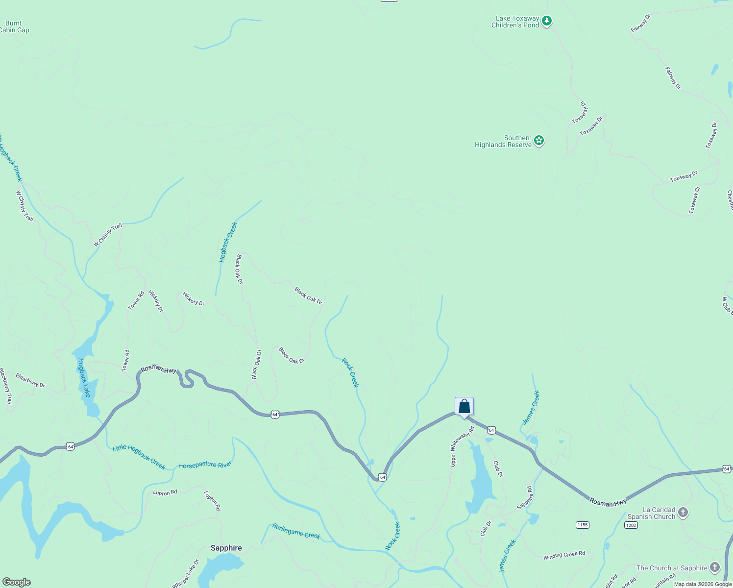 map of restaurants, bars, coffee shops, grocery stores, and more near 370 Rock Creek Court in Sapphire