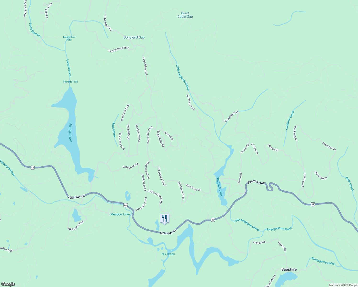 map of restaurants, bars, coffee shops, grocery stores, and more near 16 Sapphire Road in Sapphire