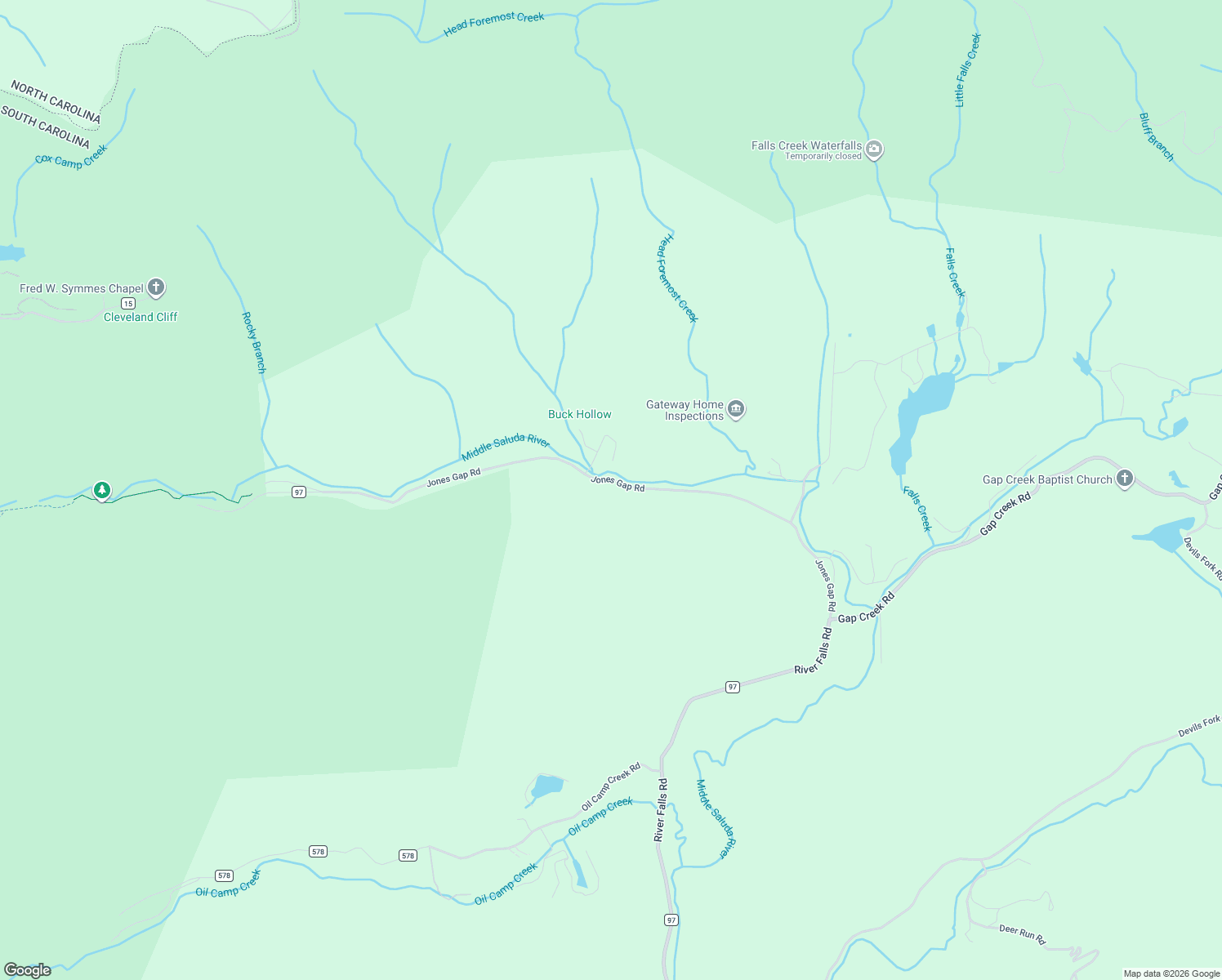 map of restaurants, bars, coffee shops, grocery stores, and more near 36300 Jones Gap Road in Greenville County