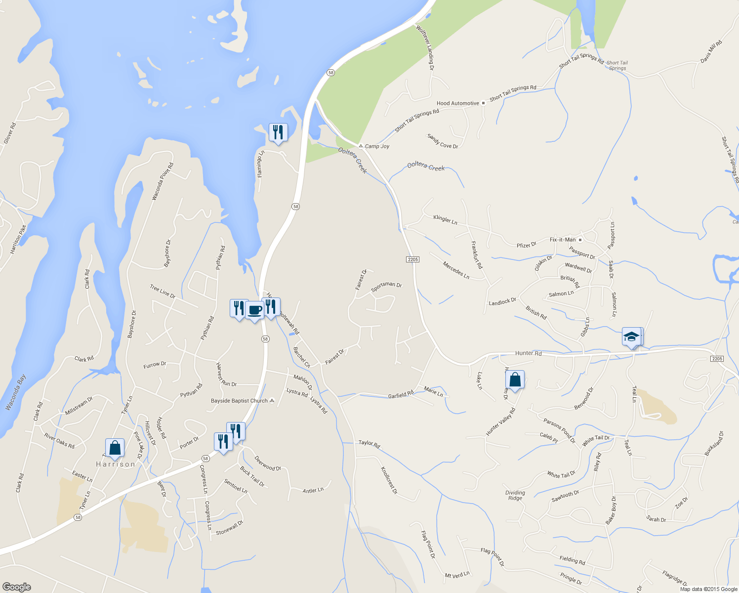 map of restaurants, bars, coffee shops, grocery stores, and more near 7008 Sportsman Drive in Harrison