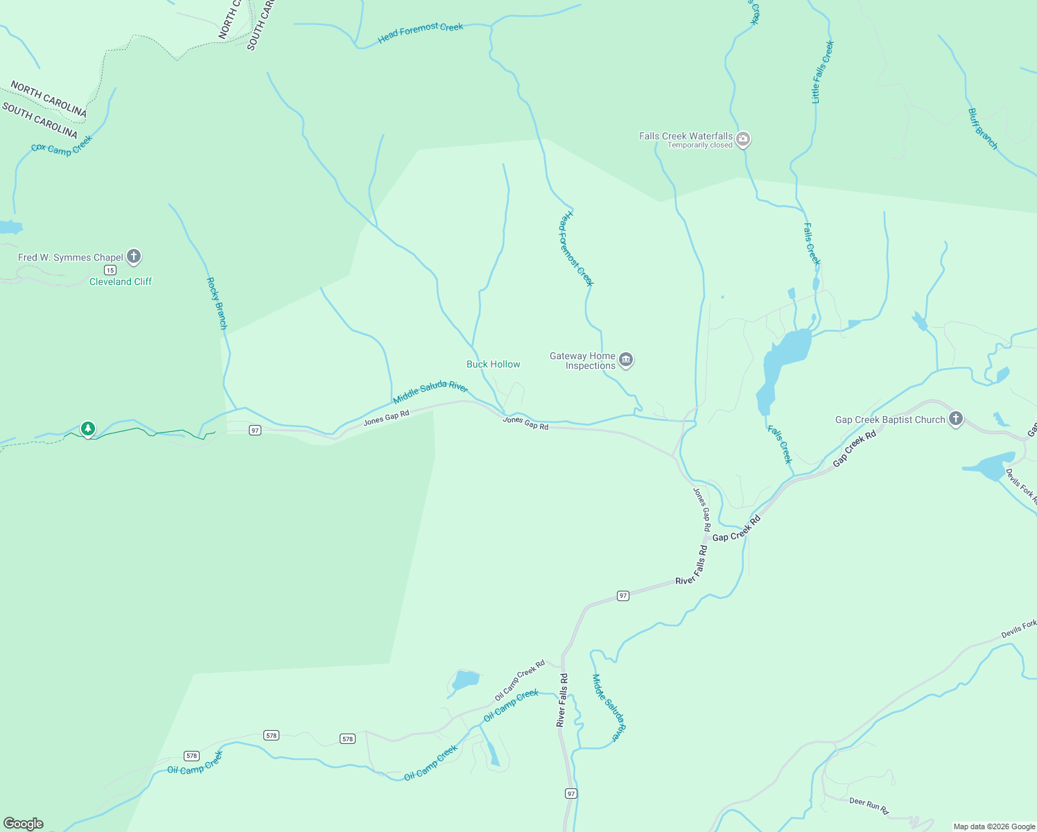 map of restaurants, bars, coffee shops, grocery stores, and more near 36300 Jones Gap Road in Greenville County