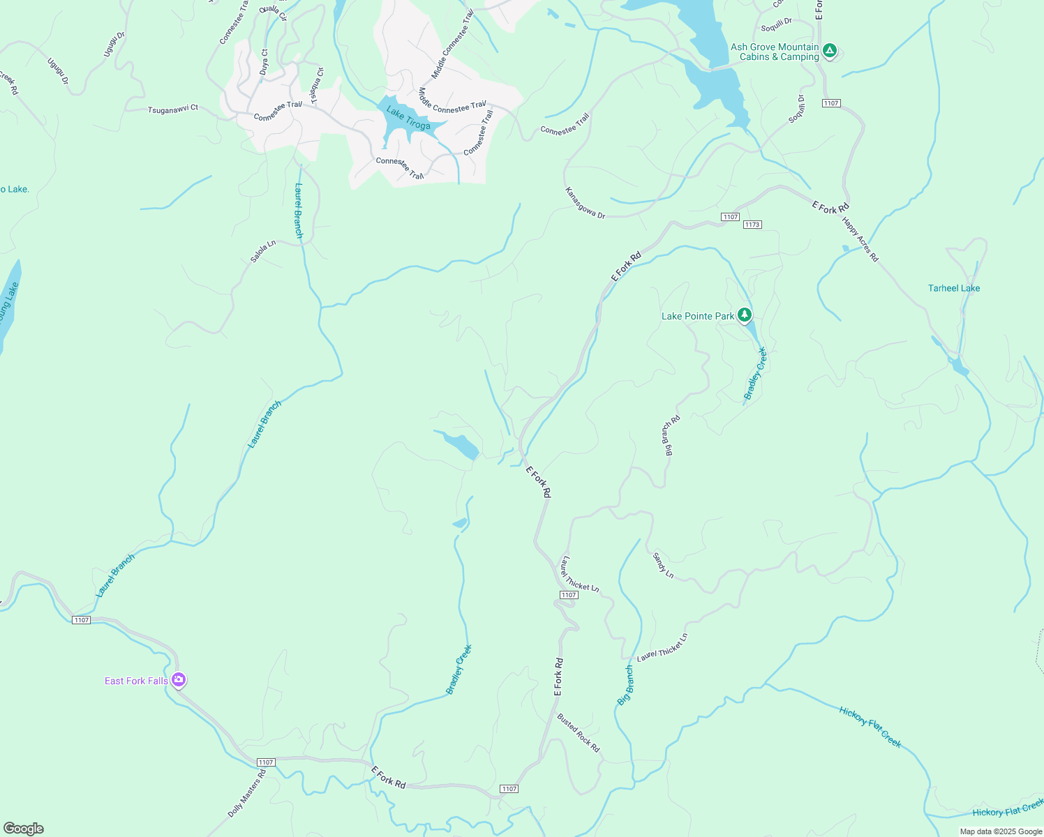map of restaurants, bars, coffee shops, grocery stores, and more near 2900 East Fork Road in Brevard