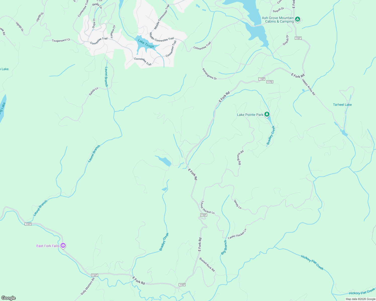 map of restaurants, bars, coffee shops, grocery stores, and more near 2900 East Fork Road in Brevard