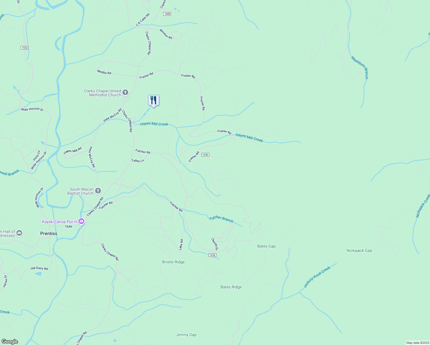 map of restaurants, bars, coffee shops, grocery stores, and more near 248 Walnut Cove Road in Franklin