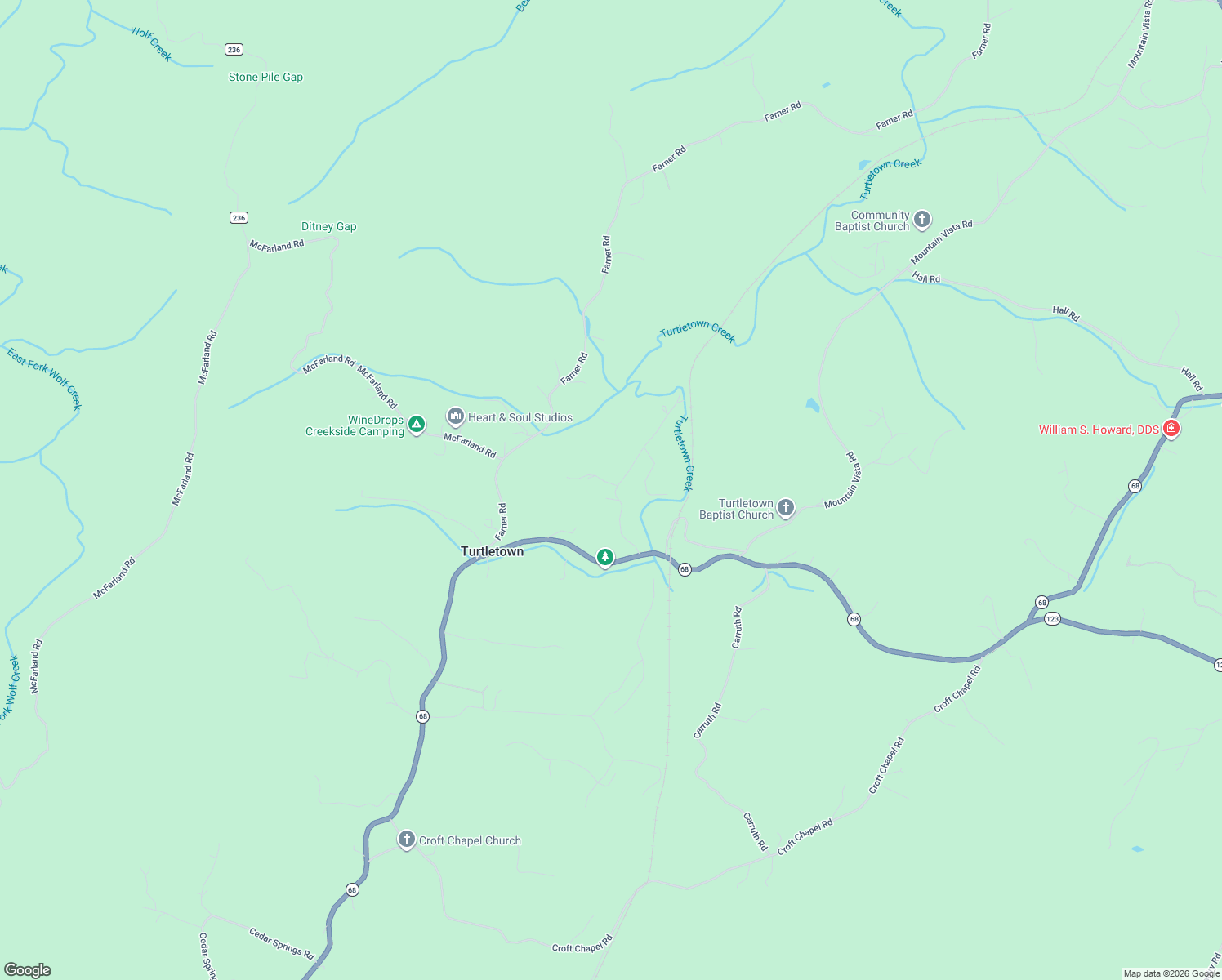 map of restaurants, bars, coffee shops, grocery stores, and more near 165 Terrapin Drive in Turtletown