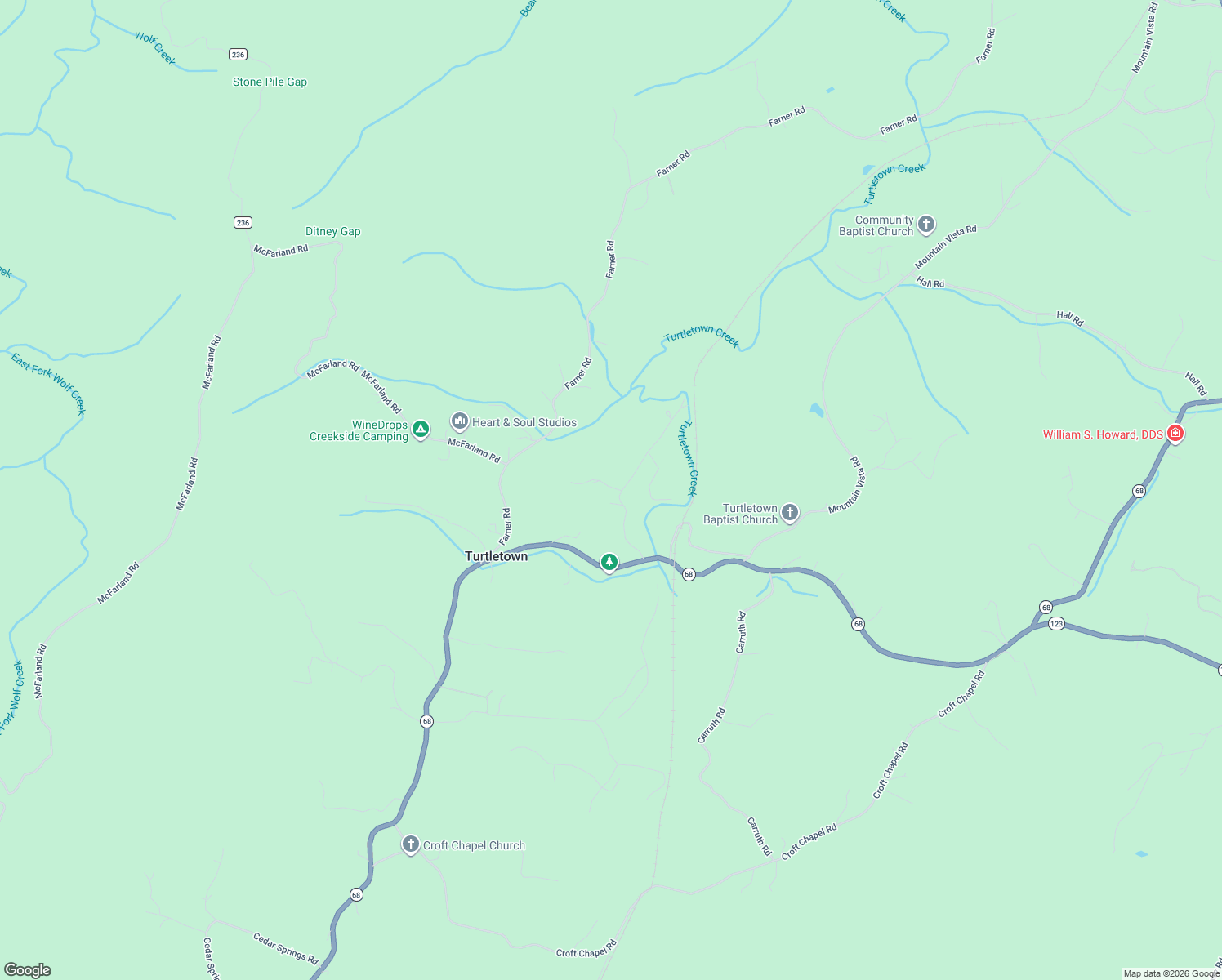 map of restaurants, bars, coffee shops, grocery stores, and more near 165 Terrapin Drive in Turtletown