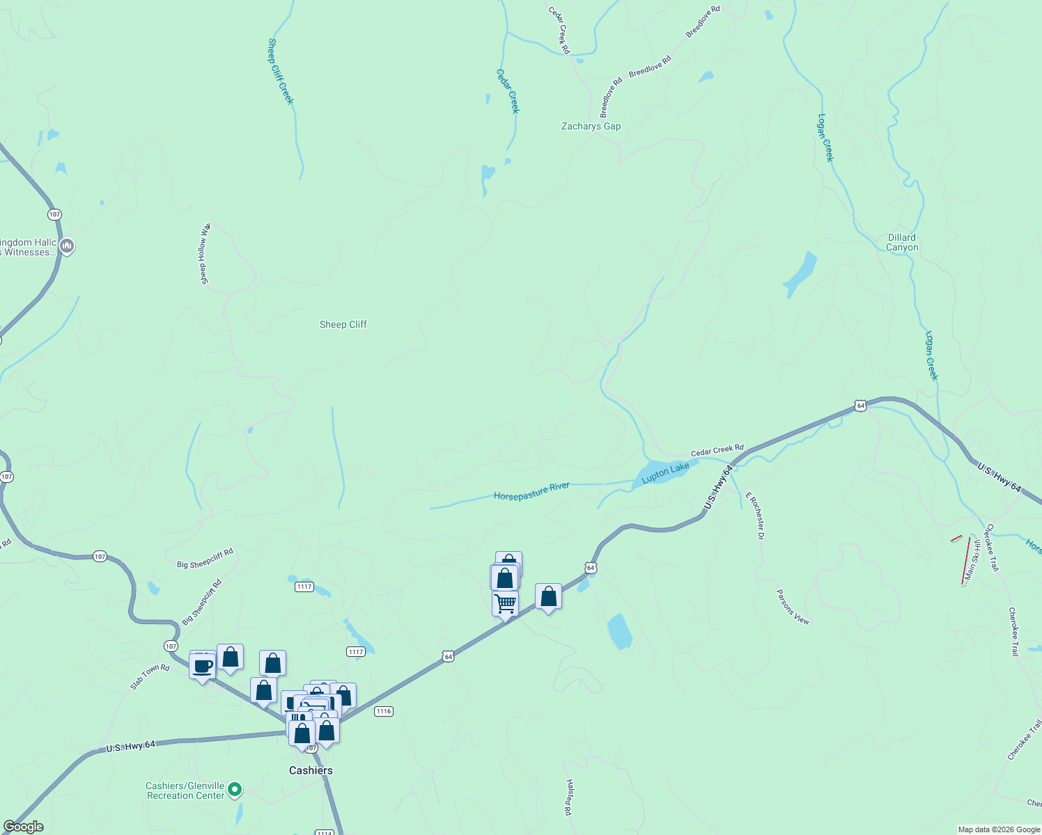 map of restaurants, bars, coffee shops, grocery stores, and more near 166 Upper Ridge Road in Glenville