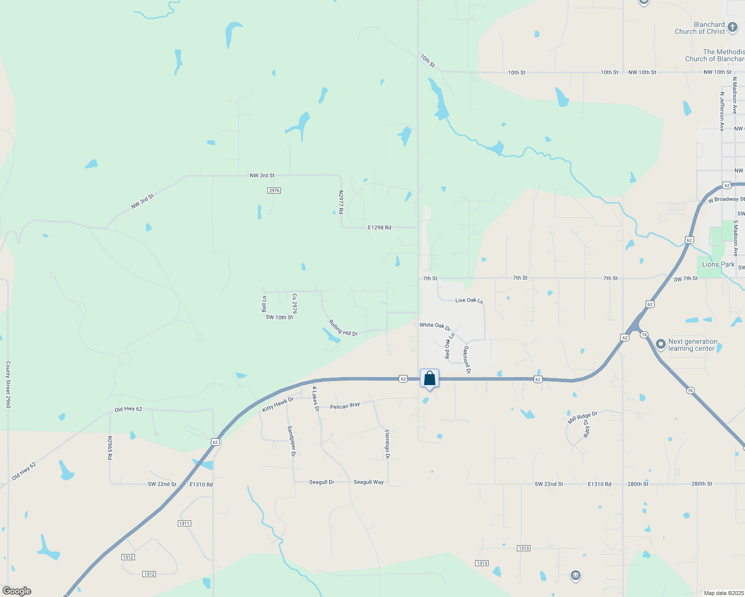 map of restaurants, bars, coffee shops, grocery stores, and more near 2918 SW 8th St in Blanchard