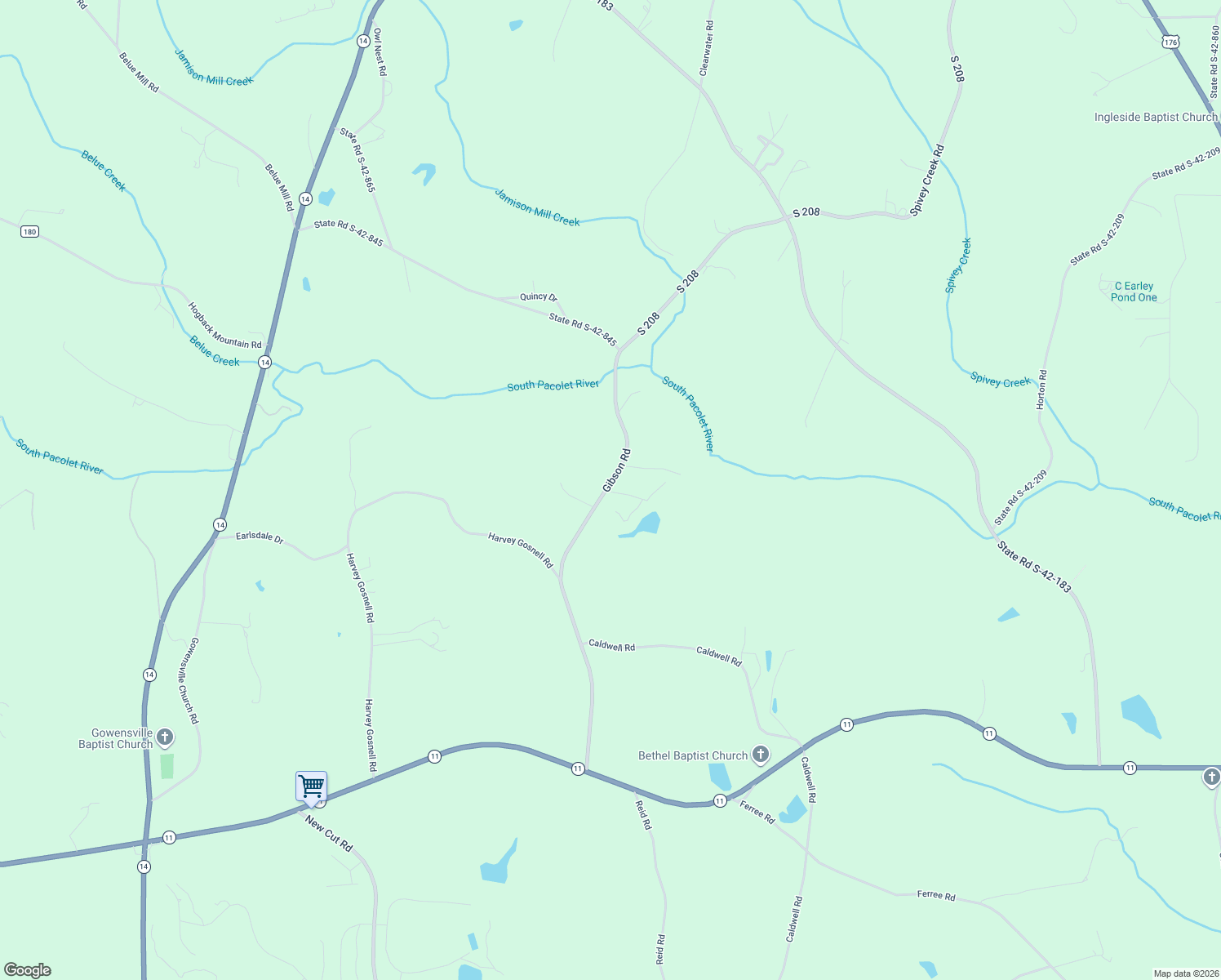 map of restaurants, bars, coffee shops, grocery stores, and more near 471 South 184 in Landrum