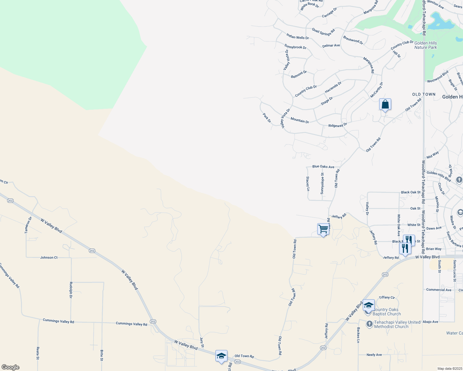 map of restaurants, bars, coffee shops, grocery stores, and more near in Tehachapi