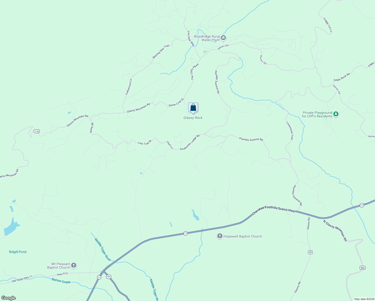 map of restaurants, bars, coffee shops, grocery stores, and more near 19 Southview Ledge Road in Landrum