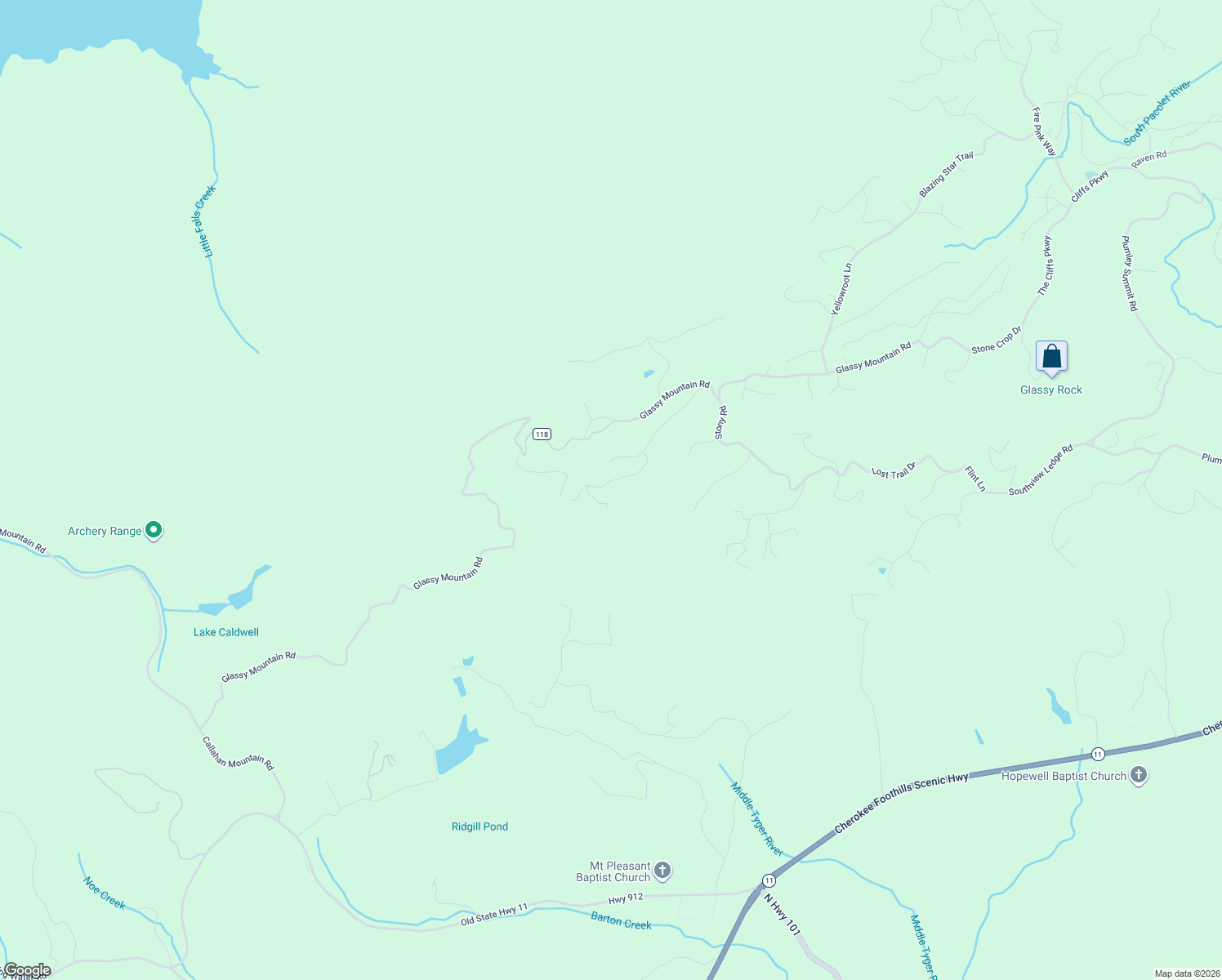 map of restaurants, bars, coffee shops, grocery stores, and more near 613 Western Way in Landrum