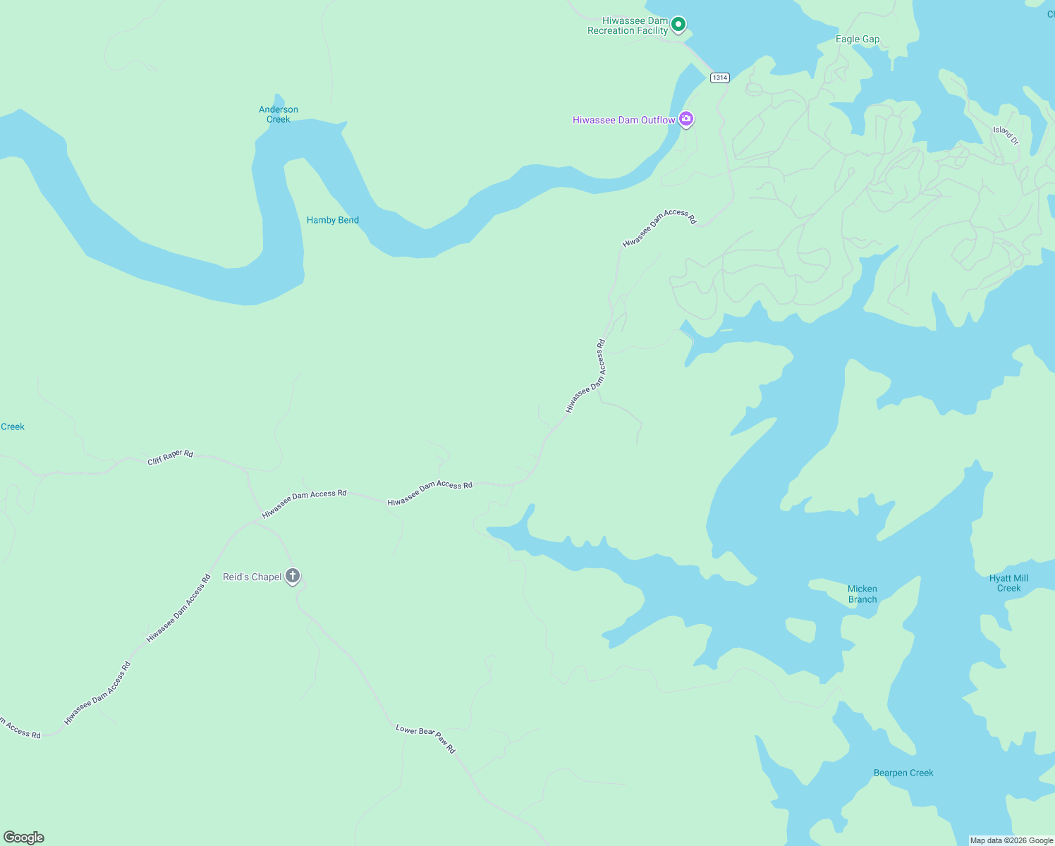 map of restaurants, bars, coffee shops, grocery stores, and more near 3235 Hiwassee Dam Access Road in Murphy