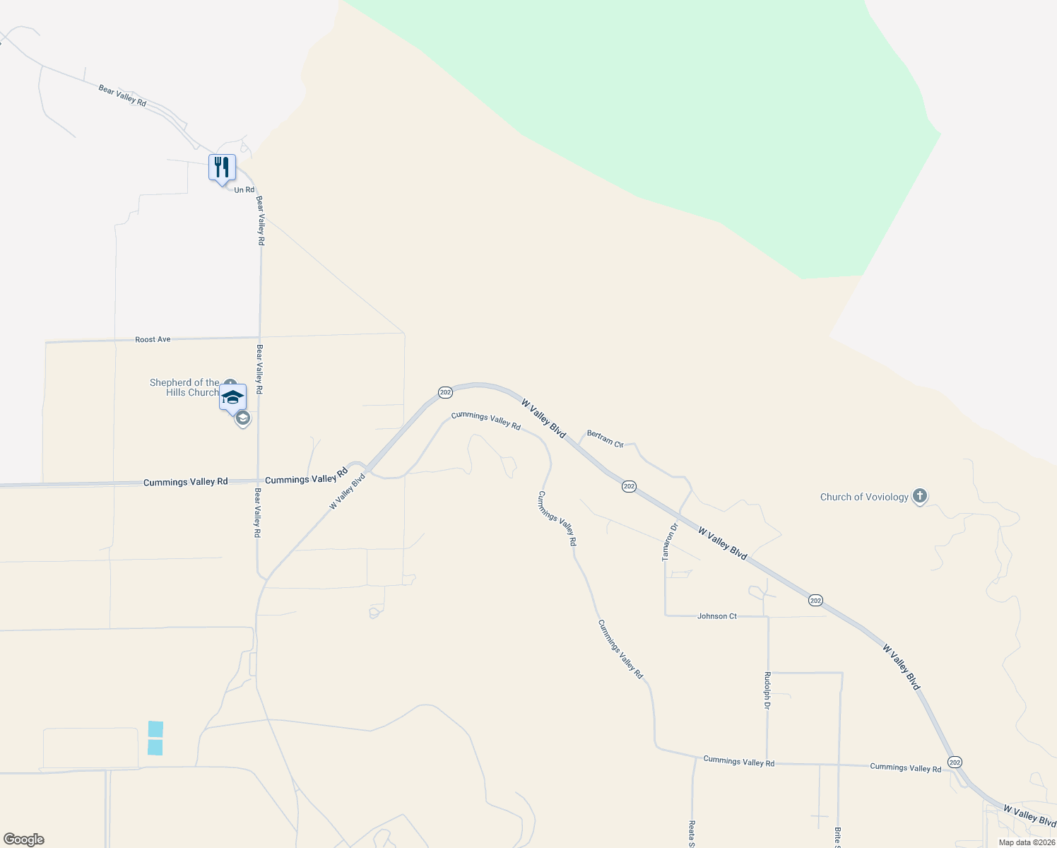 map of restaurants, bars, coffee shops, grocery stores, and more near 24185 Cummings Valley Road in Tehachapi