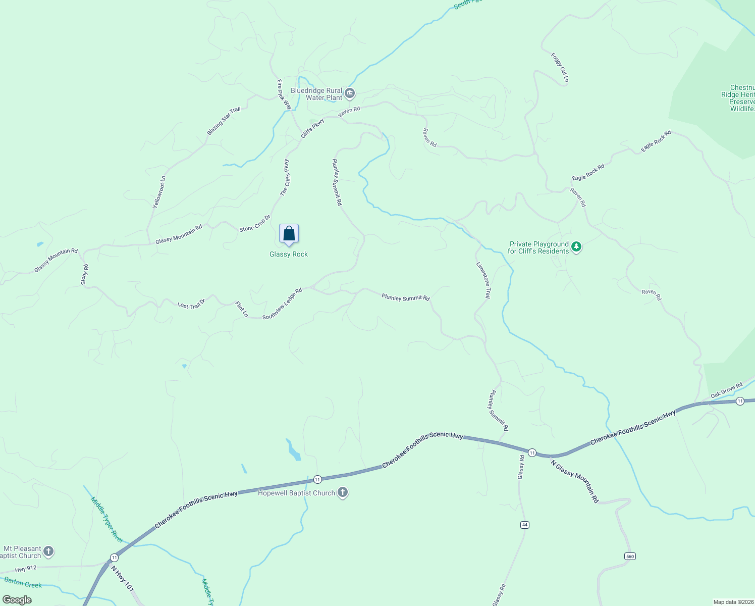 map of restaurants, bars, coffee shops, grocery stores, and more near 641 Plumley Summit Road in Landrum