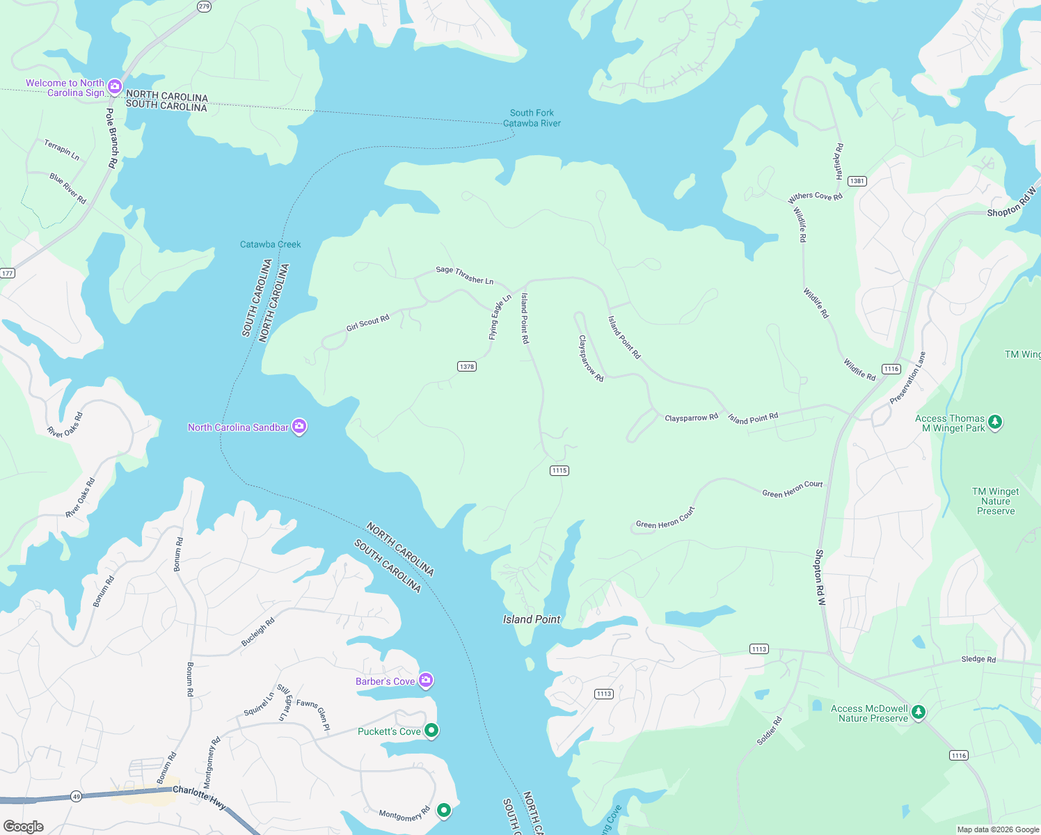 map of restaurants, bars, coffee shops, grocery stores, and more near 9215 Island Point Rd in Charlotte