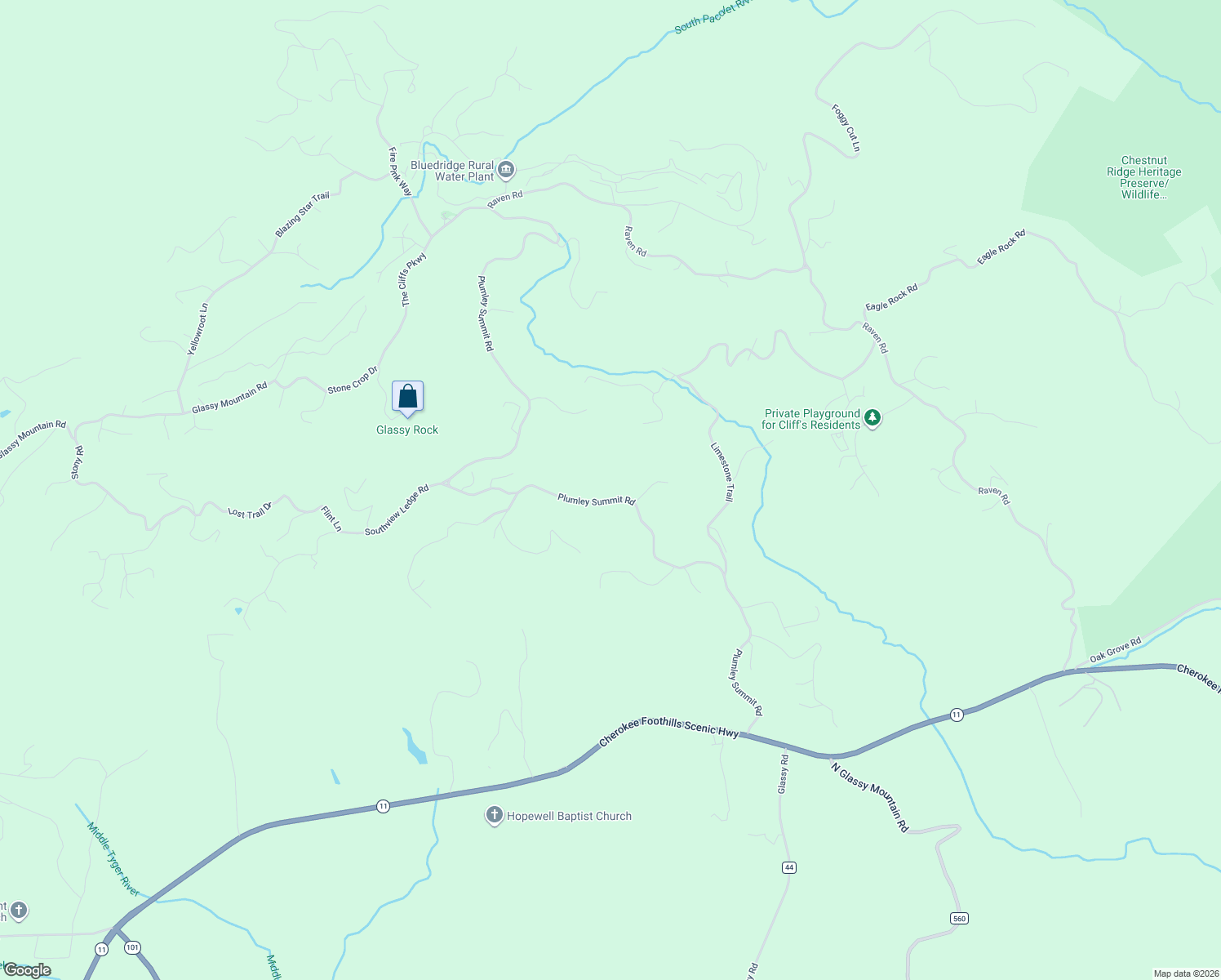 map of restaurants, bars, coffee shops, grocery stores, and more near 616 Plumley Summit Road in Landrum