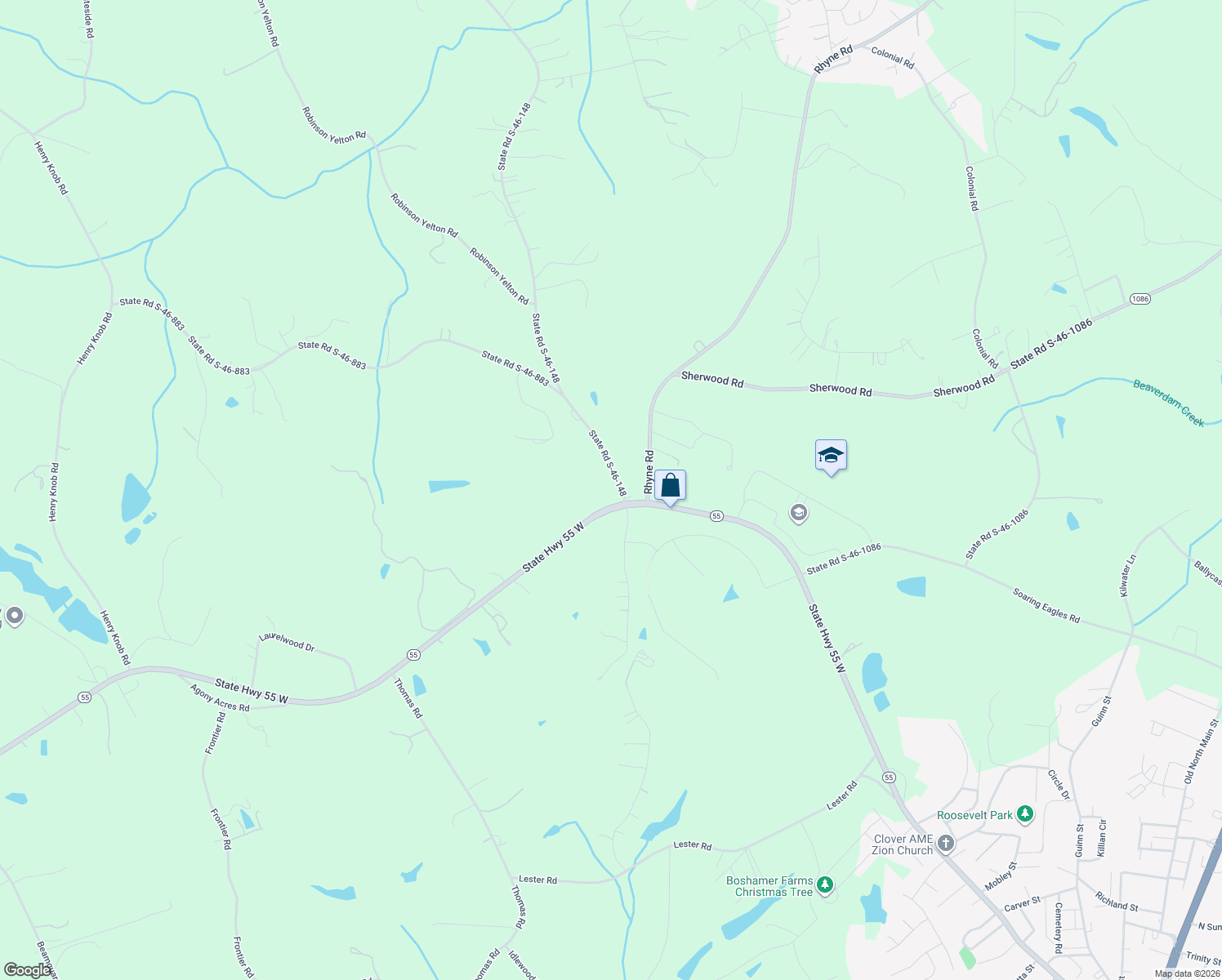 map of restaurants, bars, coffee shops, grocery stores, and more near 711 Lloyd White Road in Clover