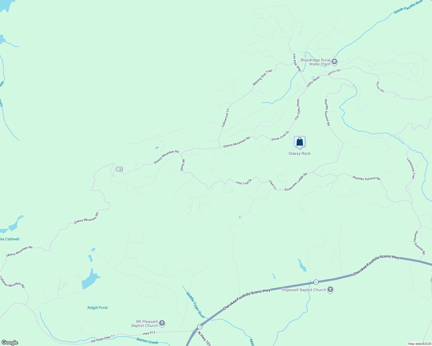 map of restaurants, bars, coffee shops, grocery stores, and more near 10 Spring Creek Tr in Landrum