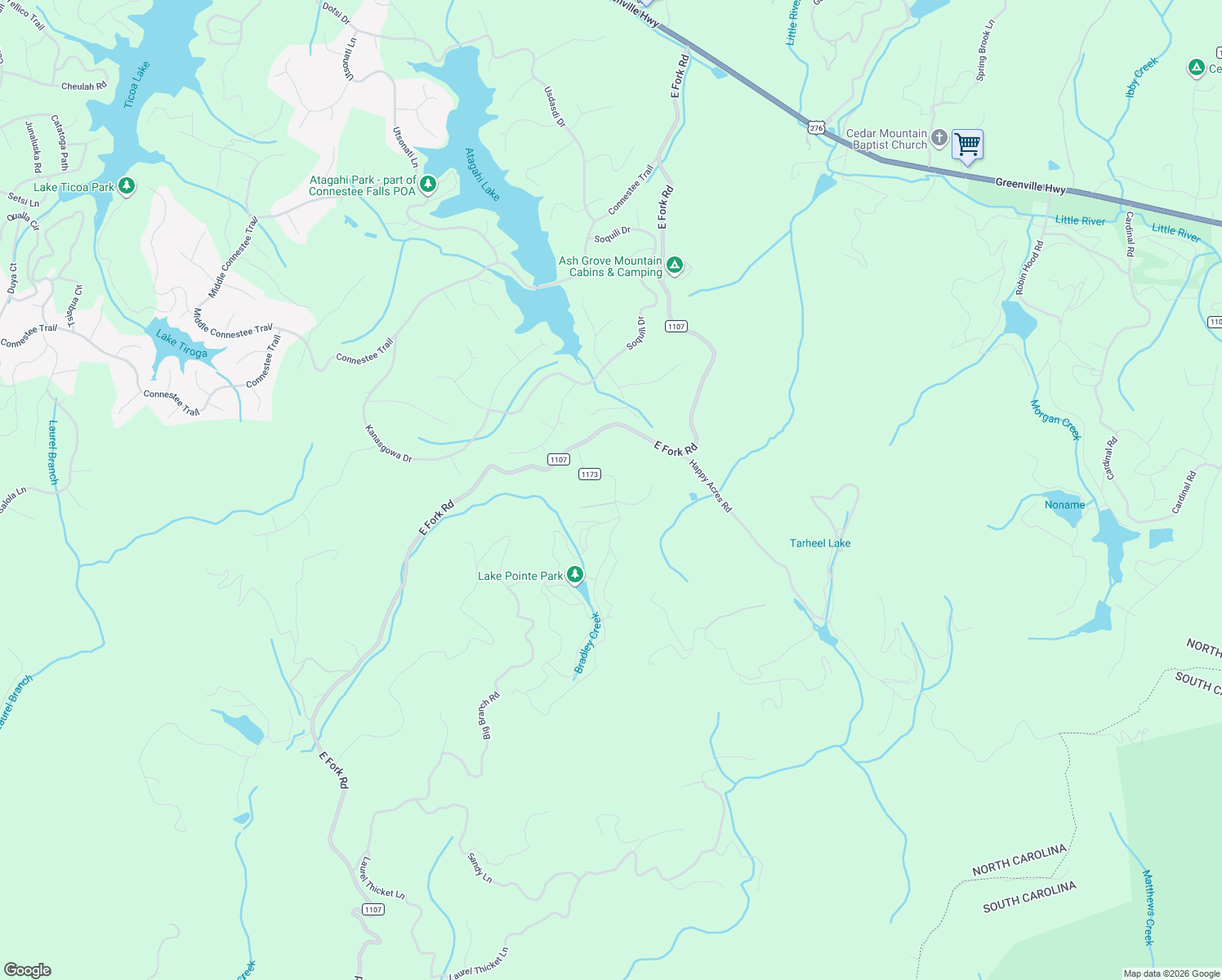 map of restaurants, bars, coffee shops, grocery stores, and more near 10 Caitlin Raney Way in Brevard