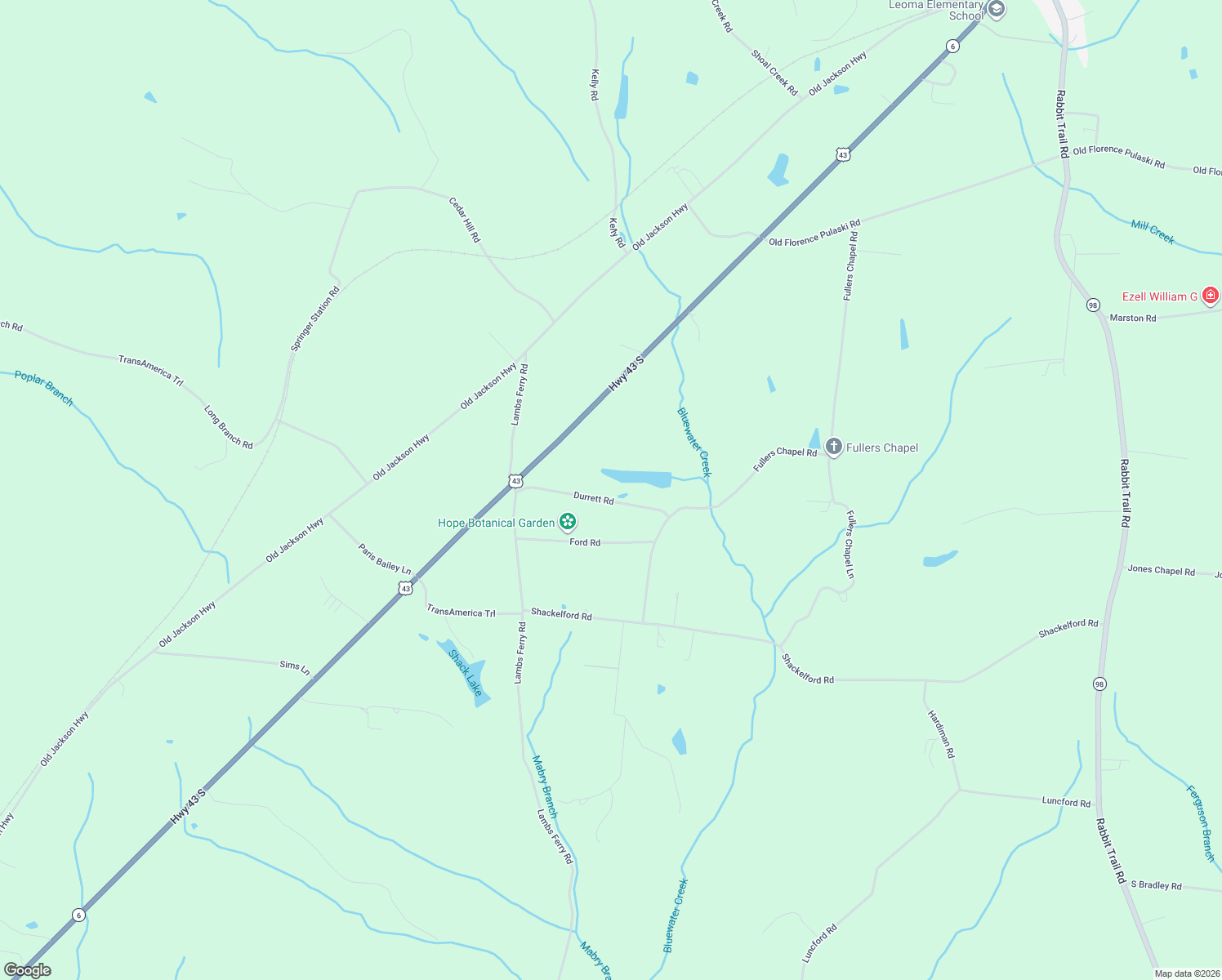 map of restaurants, bars, coffee shops, grocery stores, and more near 26 Barns Road in Leoma