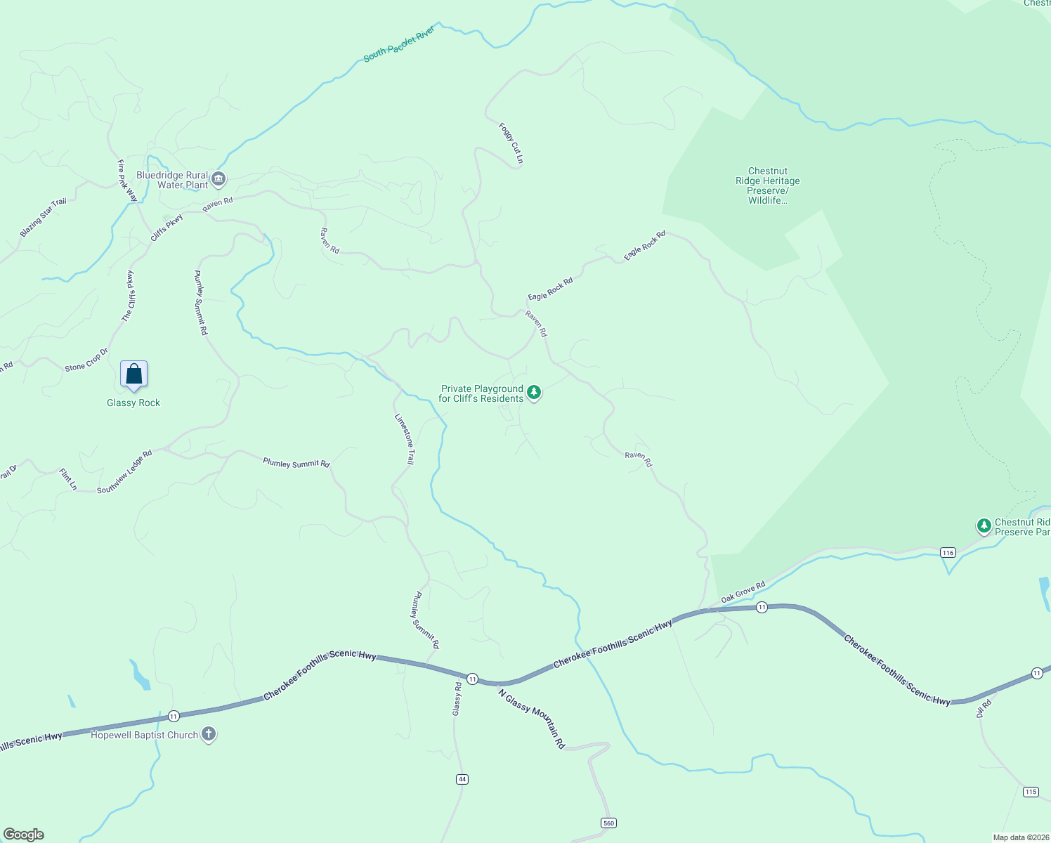 map of restaurants, bars, coffee shops, grocery stores, and more near 71 Raptor Way in Landrum