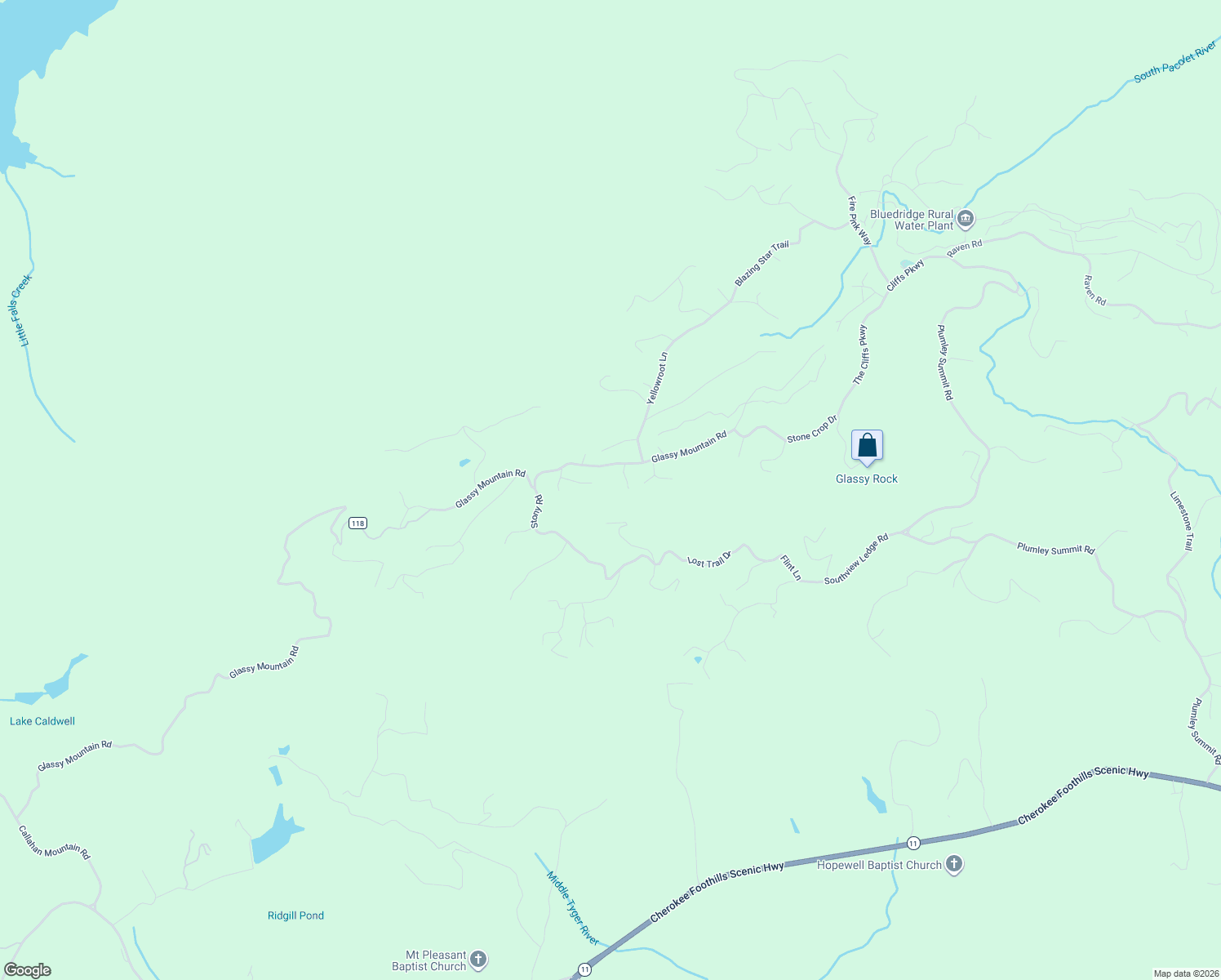map of restaurants, bars, coffee shops, grocery stores, and more near 7860 Old State Road 118 in Landrum