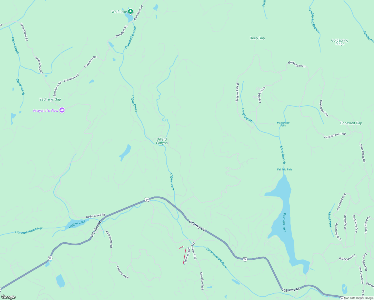 map of restaurants, bars, coffee shops, grocery stores, and more near 9 Lonesome Valley Road in Sapphire