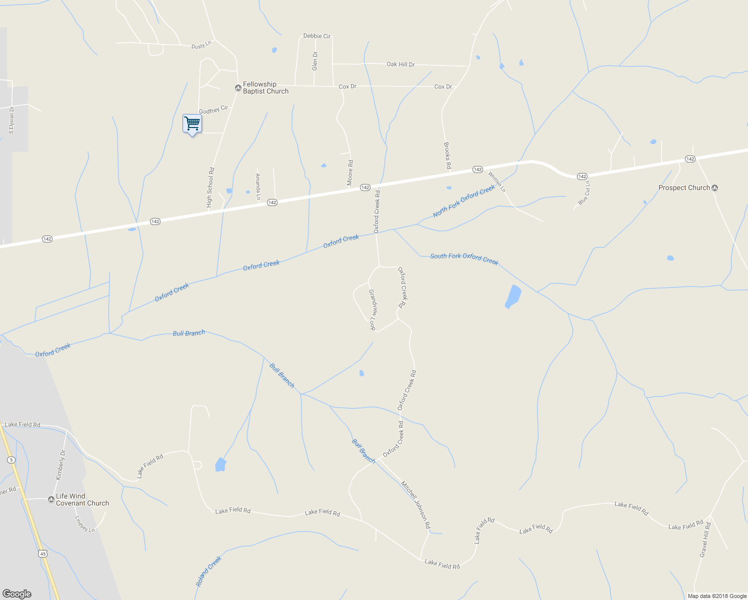 map of restaurants, bars, coffee shops, grocery stores, and more near 58 Grandview Loop in Selmer
