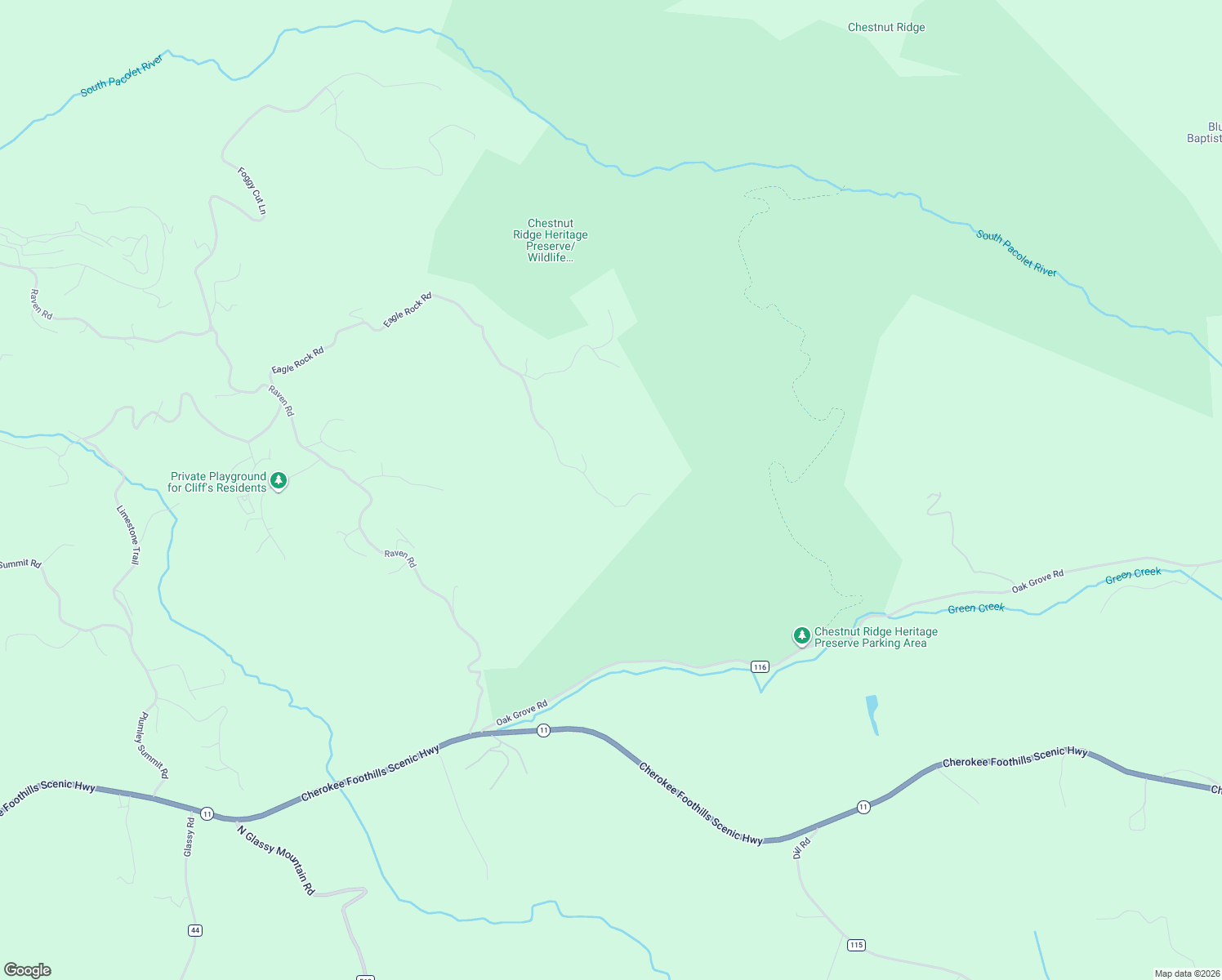 map of restaurants, bars, coffee shops, grocery stores, and more near 205 Eagle Rock Road in Landrum