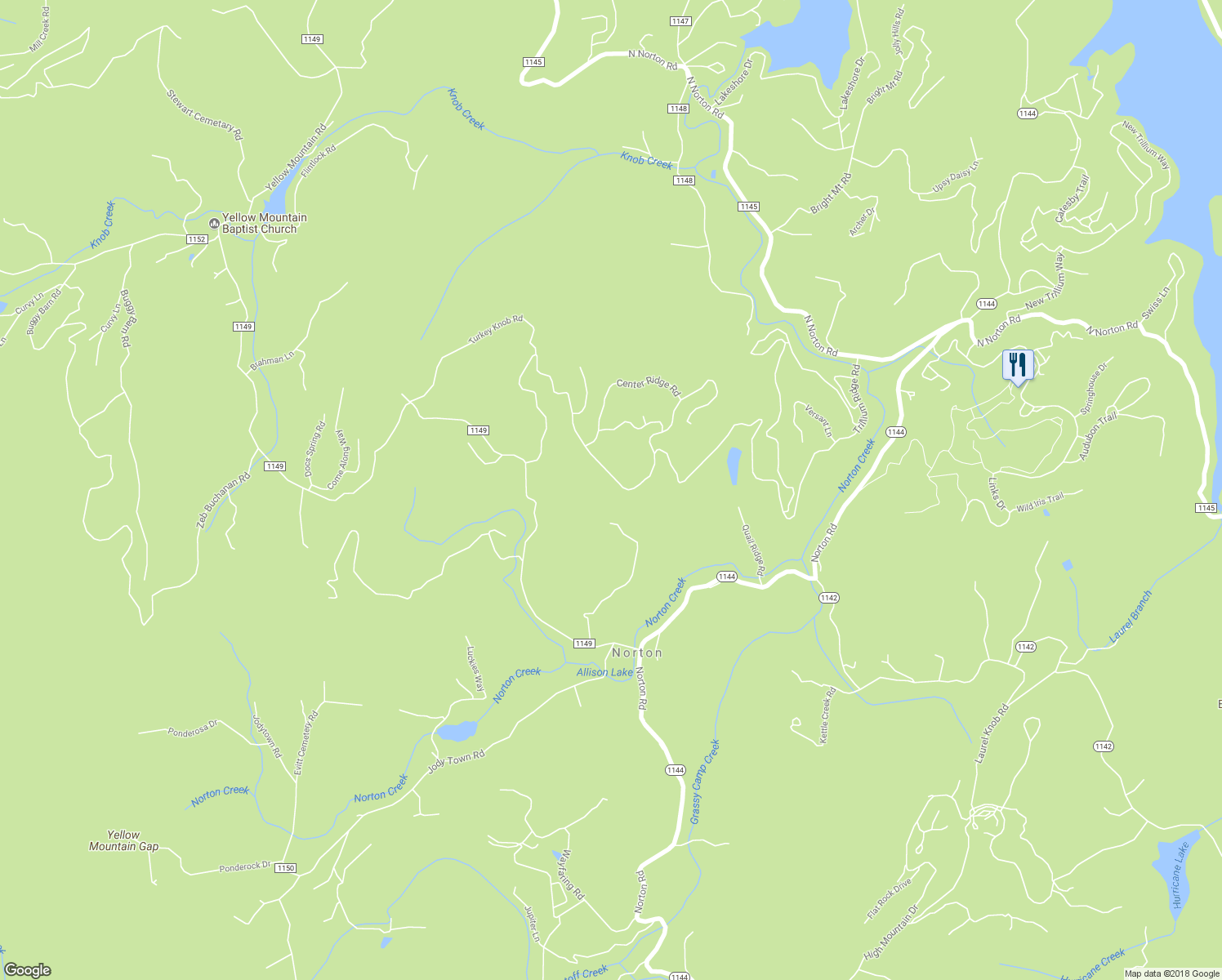 map of restaurants, bars, coffee shops, grocery stores, and more near 1012 Trillium Ridge Road in Cashiers