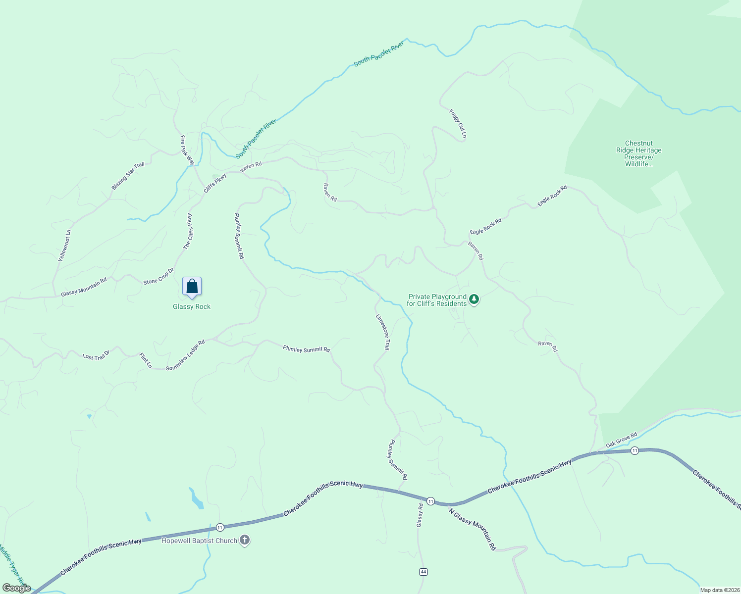 map of restaurants, bars, coffee shops, grocery stores, and more near 301 Limestone Trail in Landrum