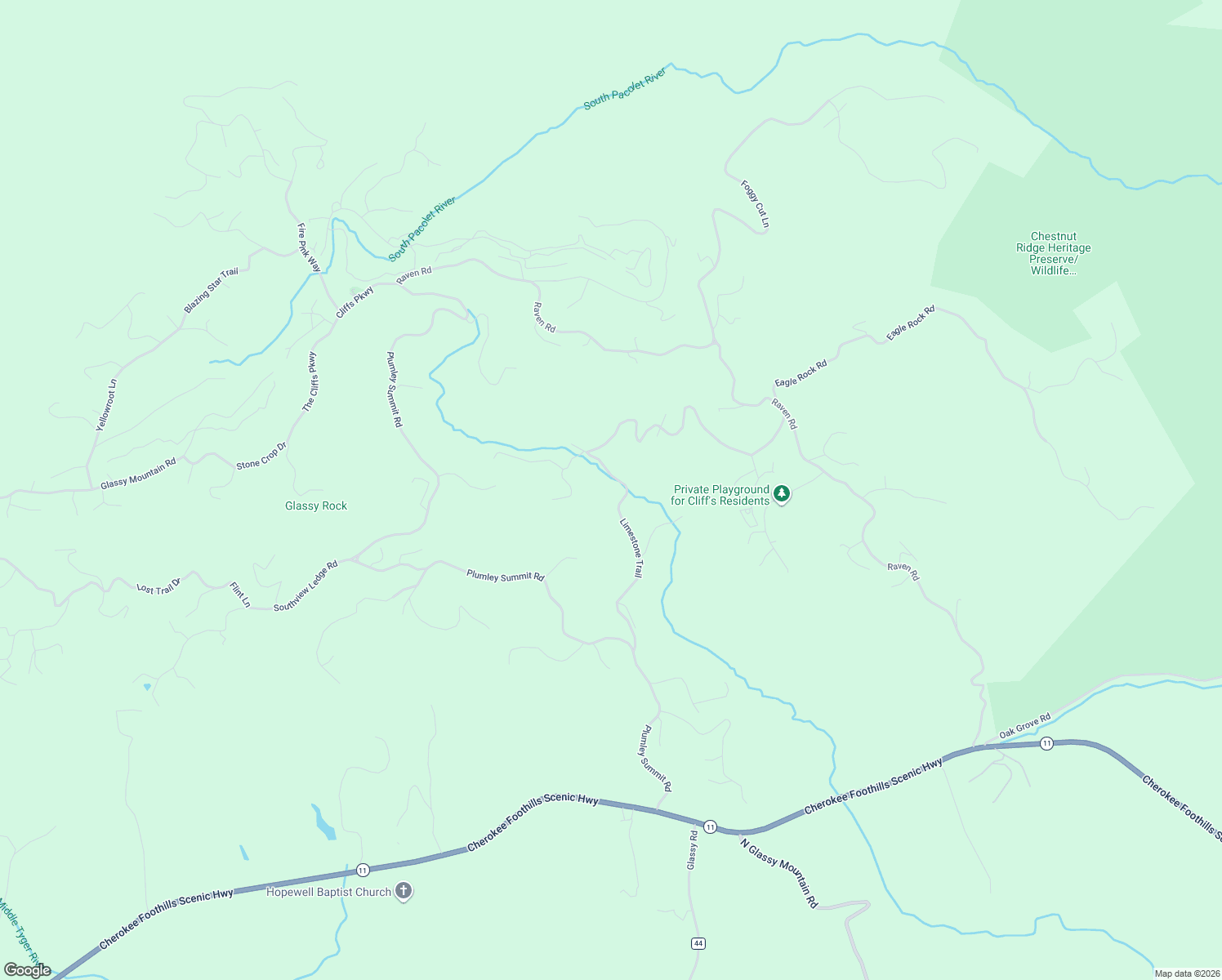map of restaurants, bars, coffee shops, grocery stores, and more near 301 Limestone Trail in Landrum