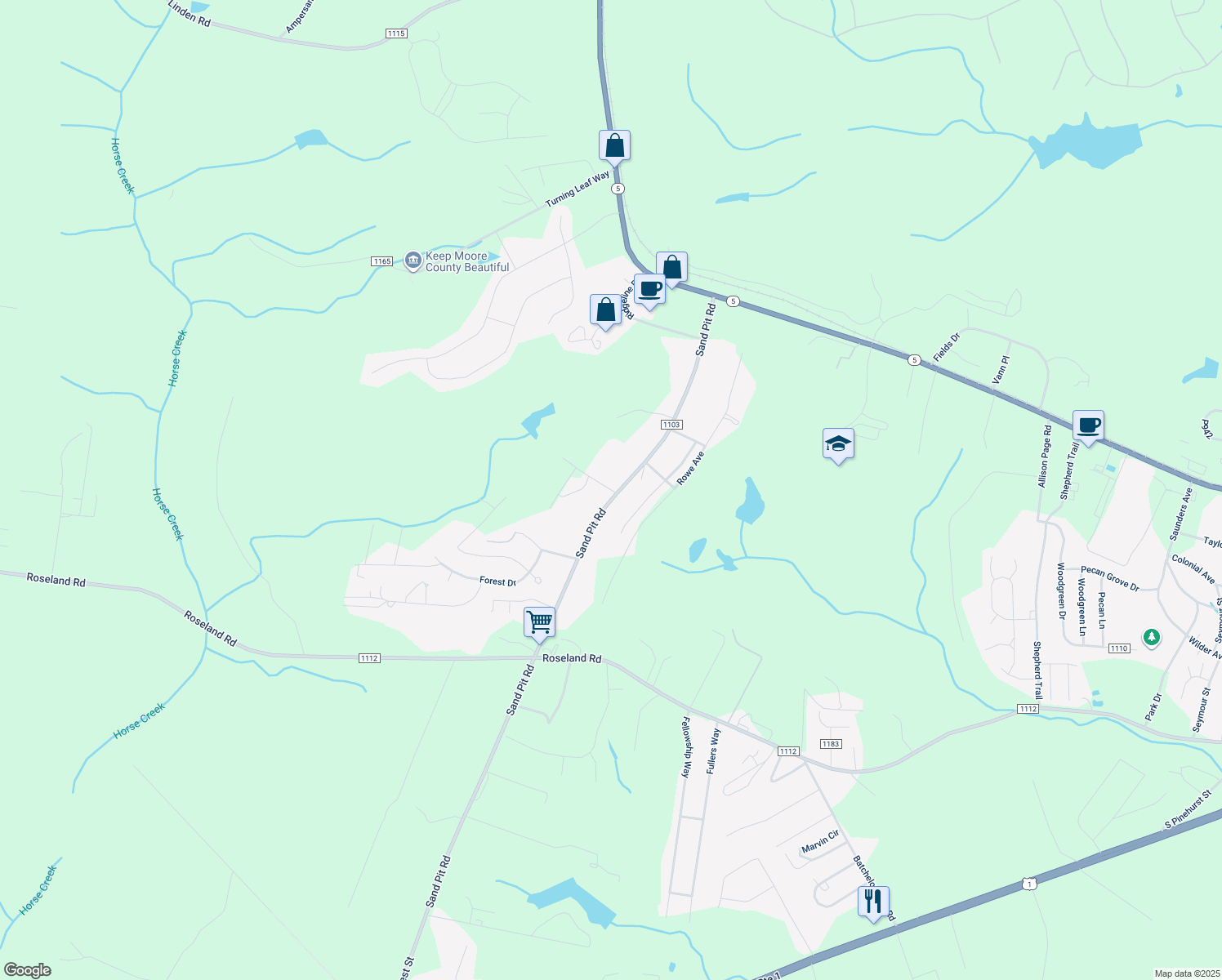 map of restaurants, bars, coffee shops, grocery stores, and more near 110 Sunshine Boulevard in Aberdeen