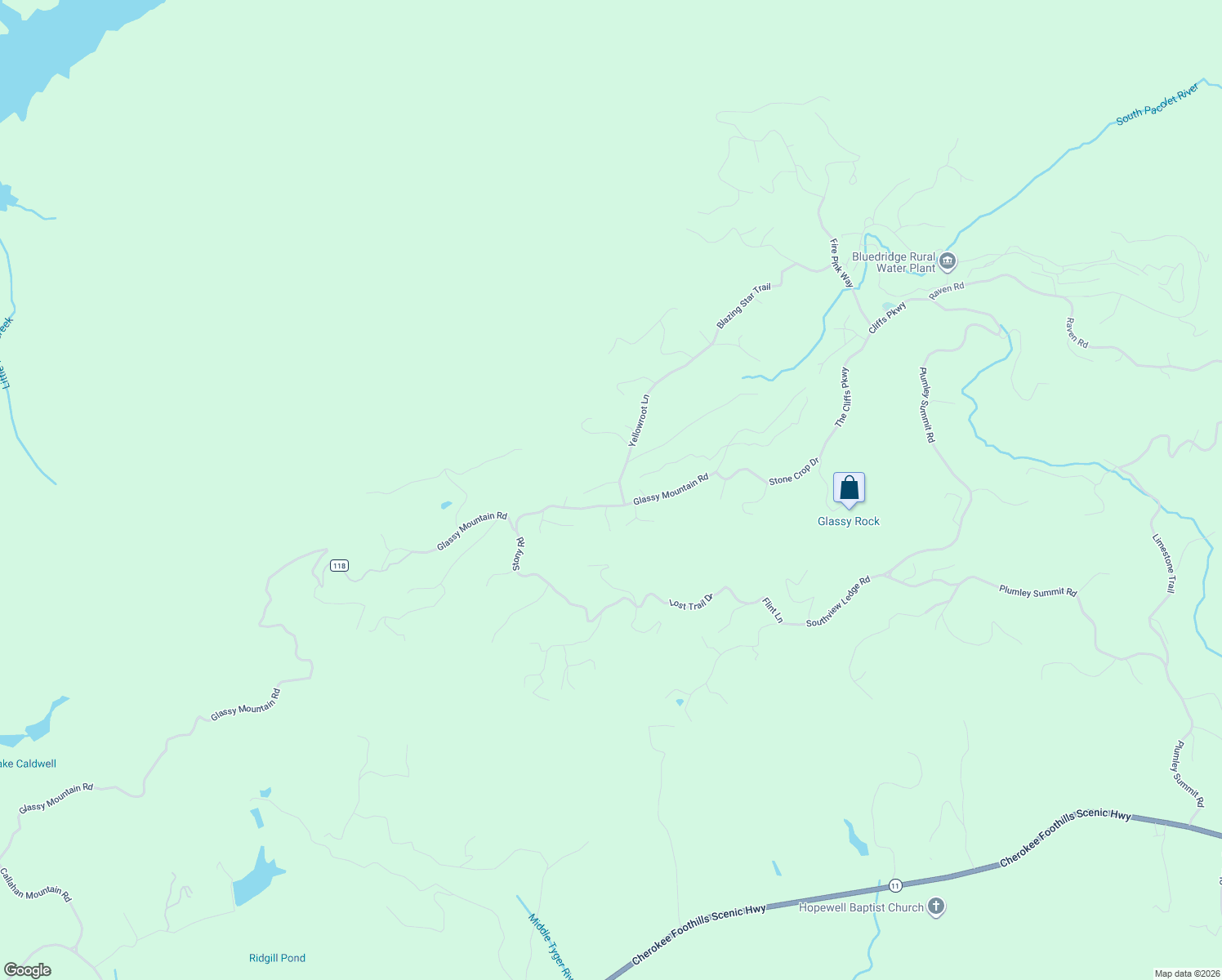 map of restaurants, bars, coffee shops, grocery stores, and more near 9 Snap Dragon Way in Landrum