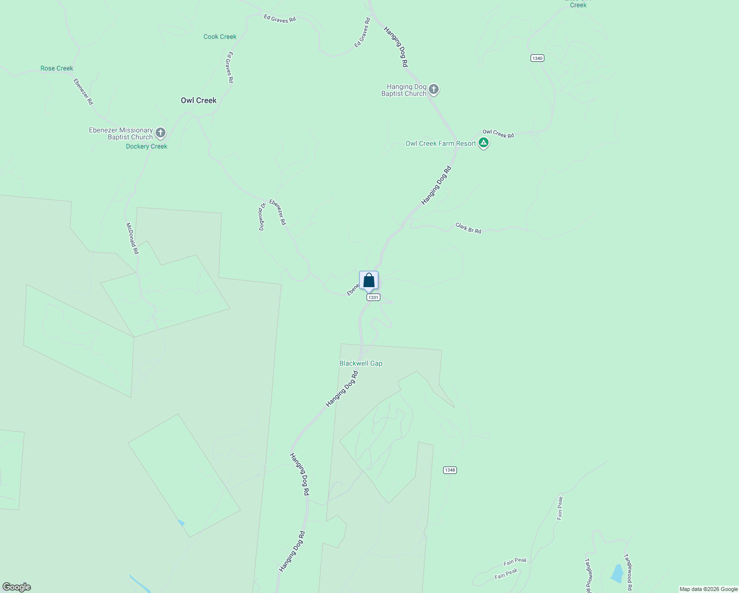 map of restaurants, bars, coffee shops, grocery stores, and more near 2345 Hanging Dog Road in Murphy