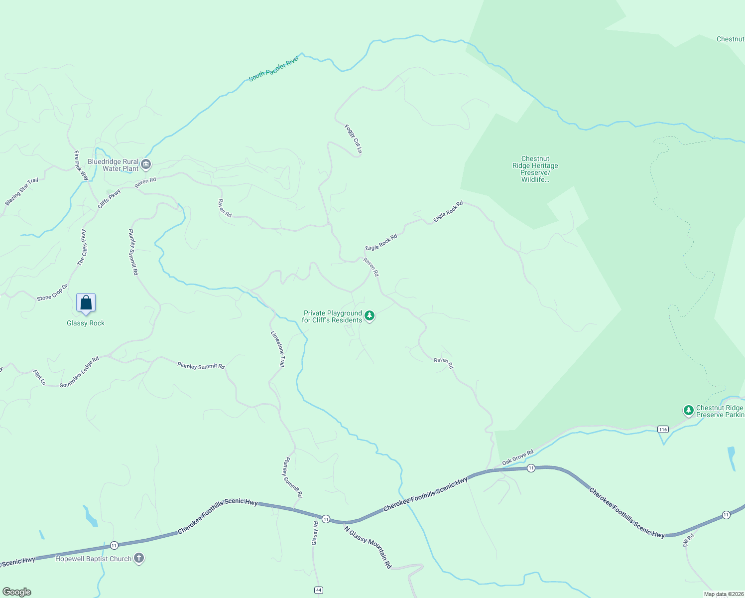 map of restaurants, bars, coffee shops, grocery stores, and more near 422 Raven Road in Landrum