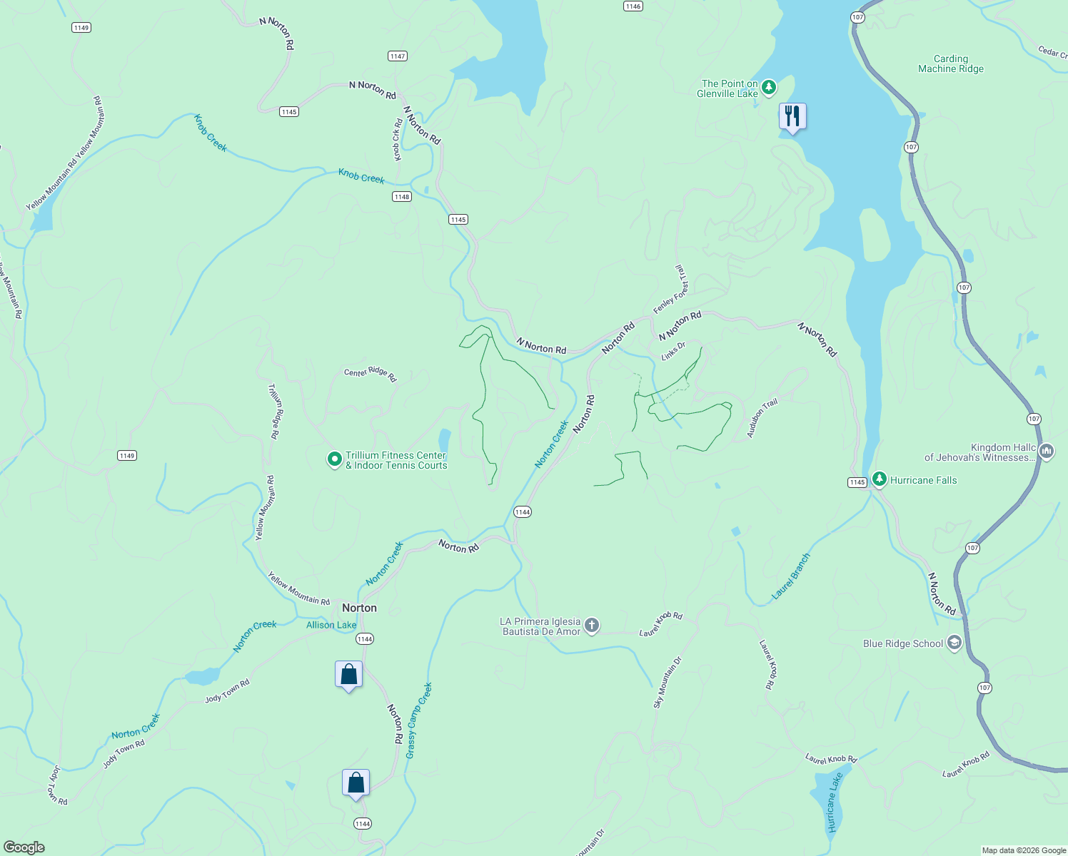 map of restaurants, bars, coffee shops, grocery stores, and more near 16 Spring Ridge Way in Cullowhee